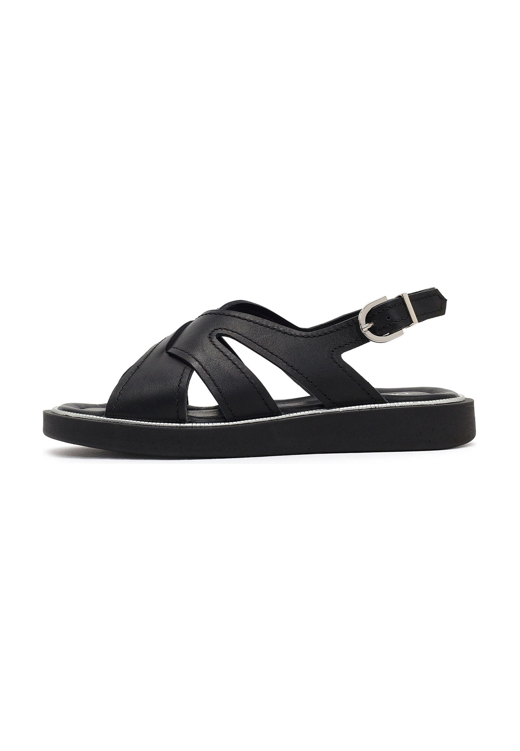 Derimod Sandalen aus Leder Sandale Echtes Leder, Lederfutter, TPU-Sohle, Knöchelriemen, Plateau-Design
