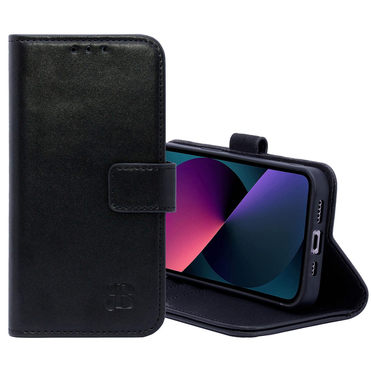 Burkley Handytasche Leder Book Cover für iPhone 14 Pro Handyhülle (1-tlg., Book Case Lederhülle mit Kartenfach und Magnetverschluss), Optimaler Rund-Um-Schutz, Kartenfächer mit RFID Blocker