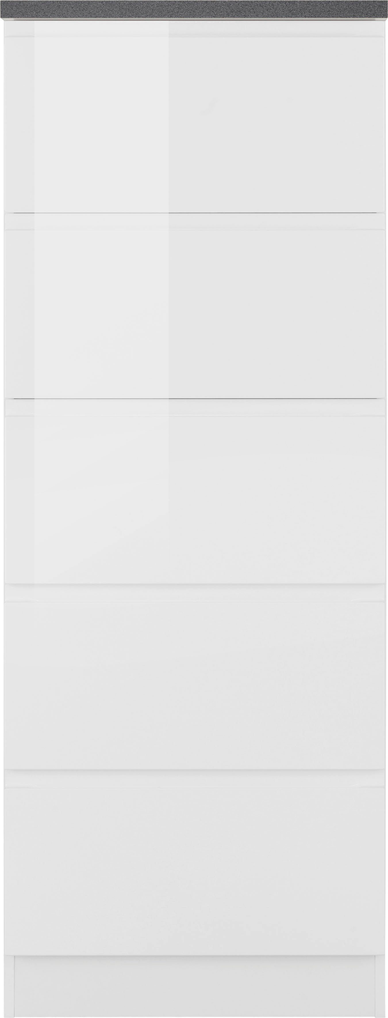 HELD MÖBEL 5 60 | mit Virginia Auszügen cm breit, Hochglanz/anthrazit weiß weiß Vorratsschrank