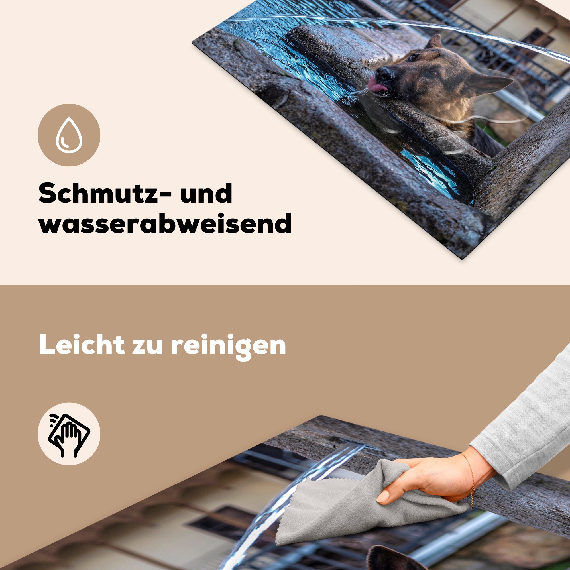 MuchoWow Herdblende-/Abdeckplatte Deutscher Schäferhund - cm, küche, die Trinken, für Vinyl, Ceranfeldabdeckung Induktionskochfeld (1 Schutz 71x52 Hund tlg), 