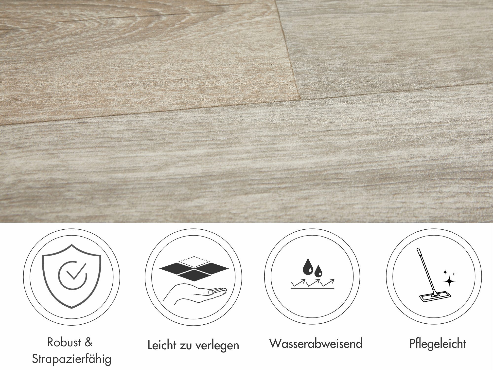 misento Vinylboden Optima in Holzoptik, für Feuchträume und Privatbereiche, PVC Bodenbelag Meterware 200/400 cm breit, Stärke 2,0 mm