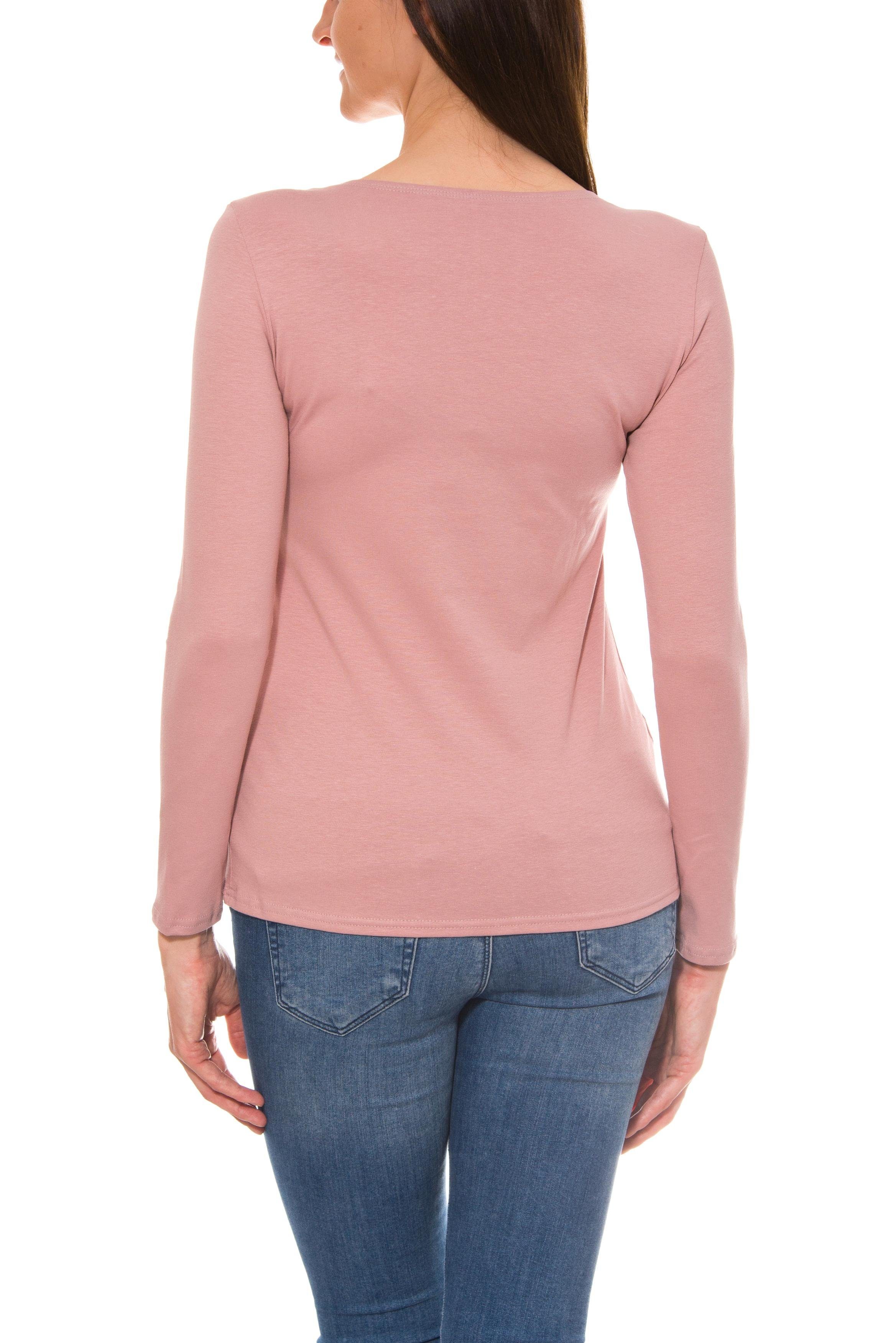 Alkato Longshirt Alkato Damen Langarm Shirt mit O-Ausschnitt