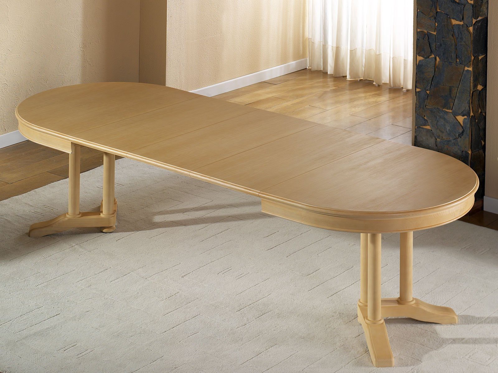 Casamia Esstisch Esstisch oval 160x110 cm Allegro mit Einlagen Auszug Pinie massiv