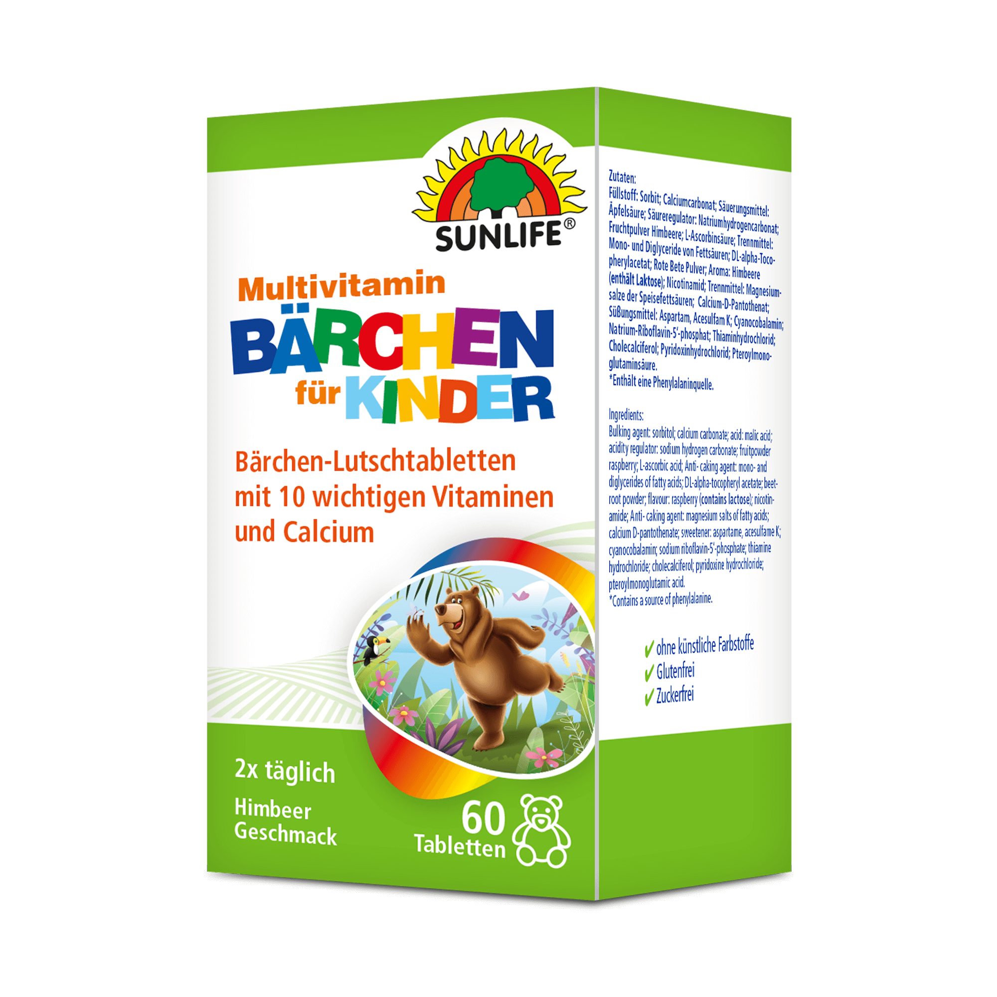 SUNLIFE SUNLIFE® Multivitamin Bärchen Lutschtabletten Kinder Rundumversorgung 2x täglich eine Tablette langsam im Mund zergehen lassen