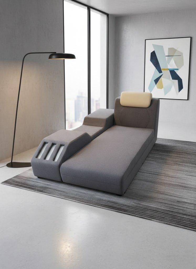 Xlmoebel 3-Sitzer Elegantes Design-Sofa mit weichem grauem Sitzpolster Sofort, 3-Sitzer, Hergestellt in Europa