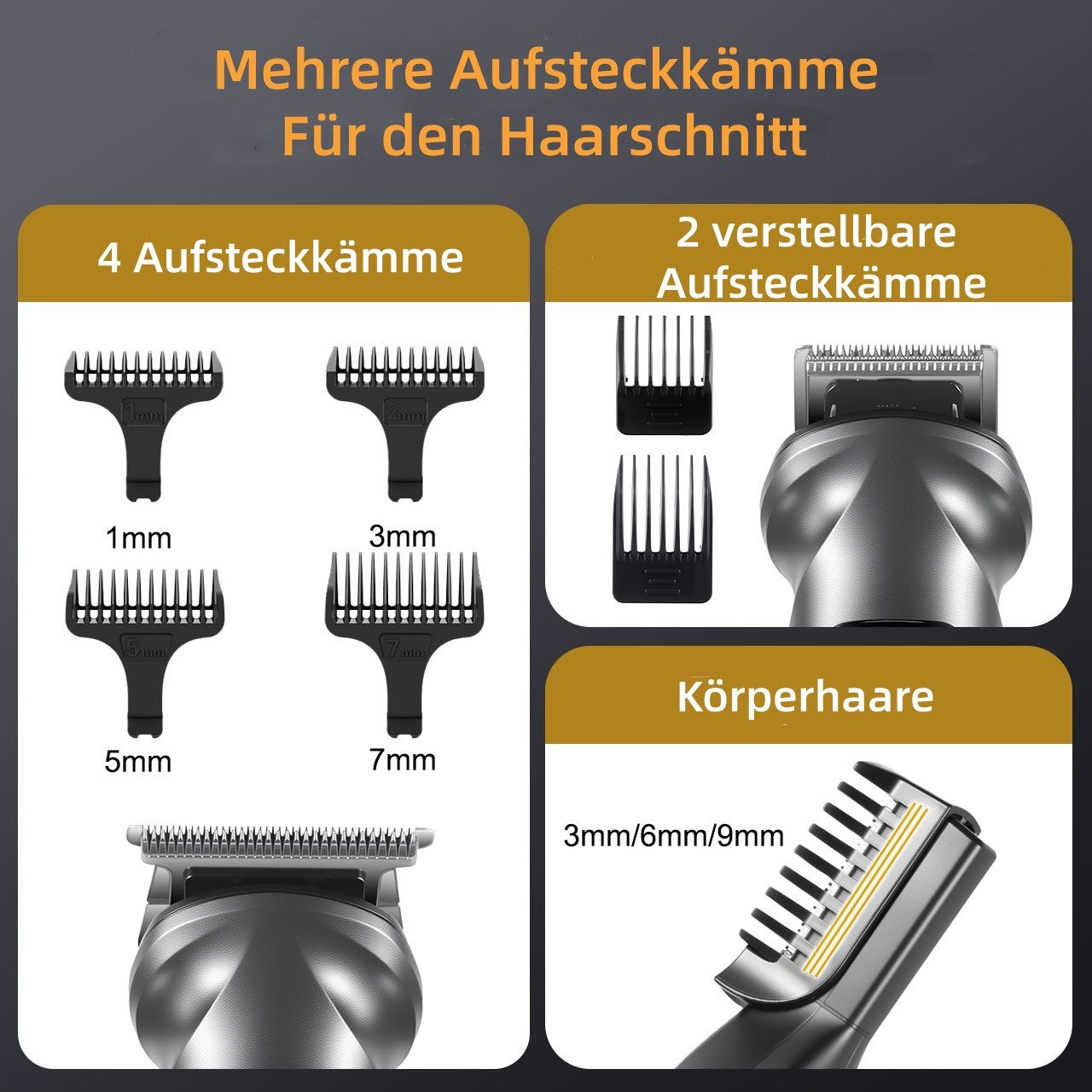 HATTEKER Bartschneider HT-820, Haarschneider Körperhaartrimmer, Multigroomer Herren 6-in-1