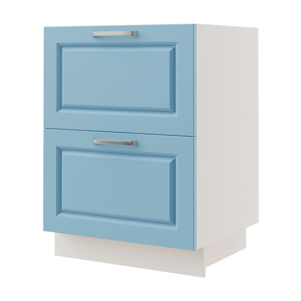 Feldmann-Wohnen Unterschrank Pescara (Pescara, 1-St) 60cm Front- und Korpusfarbe wählbar mit 2 Schubladen (Teilauszug)