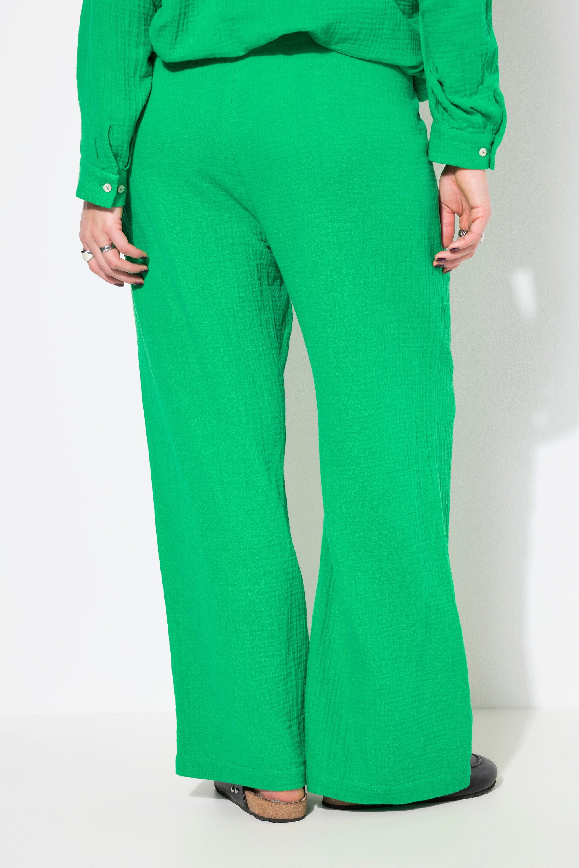 Studio Untold Schlupfhose Hose wide Legs Musselin Elastikbund