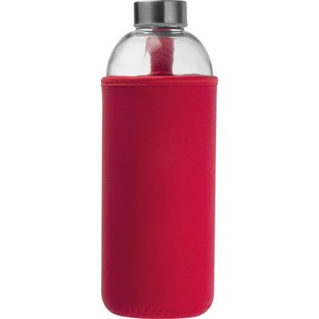 Livepac Office Trinkflasche Trinkflasche aus Glas mit Neoprensleeve / 1000ml / Neoprenfarbe: rot