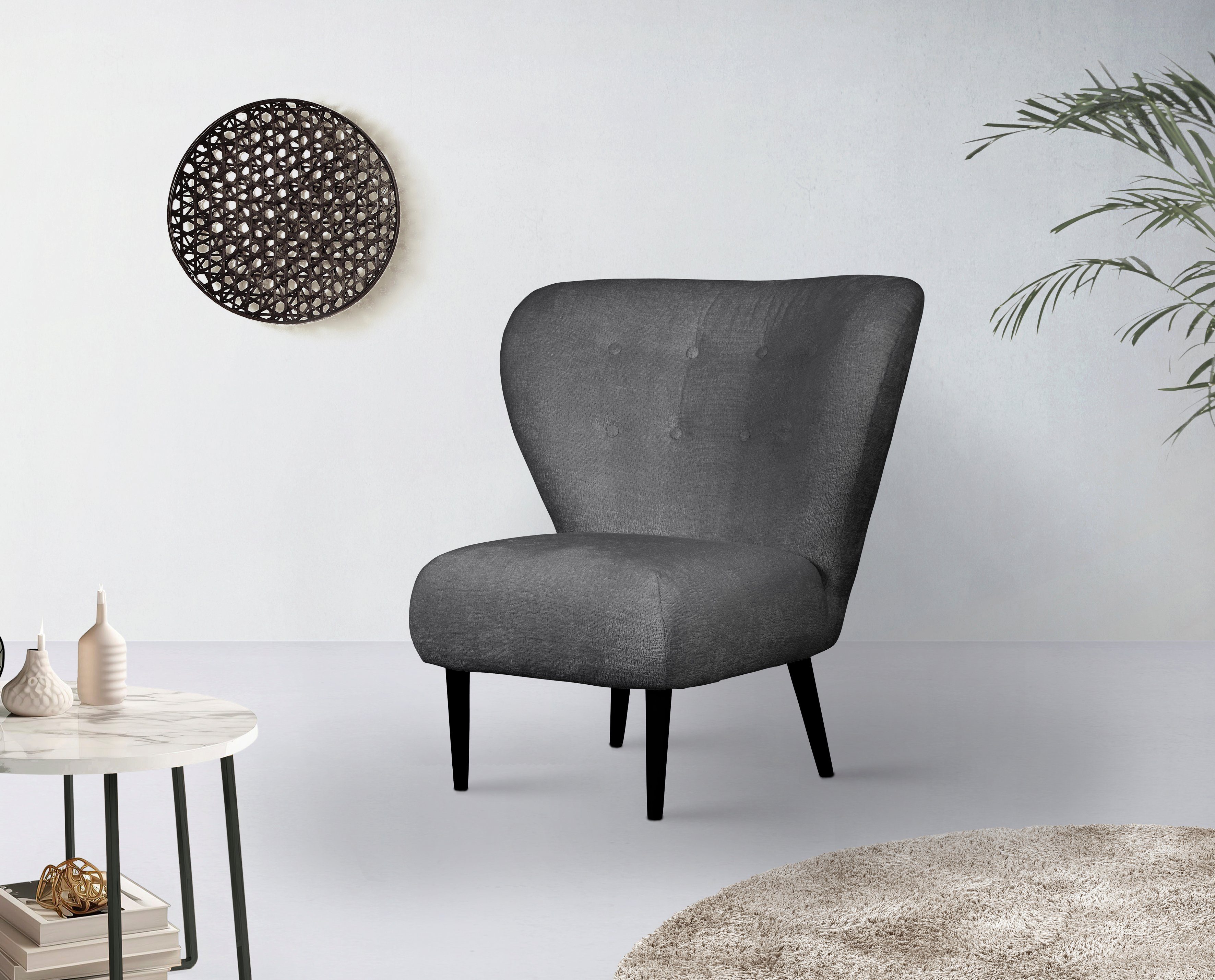 LeGer Home by Lena Gercke Sessel Dinah, Knopfheftung im Rücken, wahlweise mit oder ohne Hocker