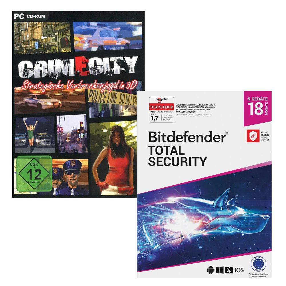 Bitdefender Total Security 5 Geräte + Crime City