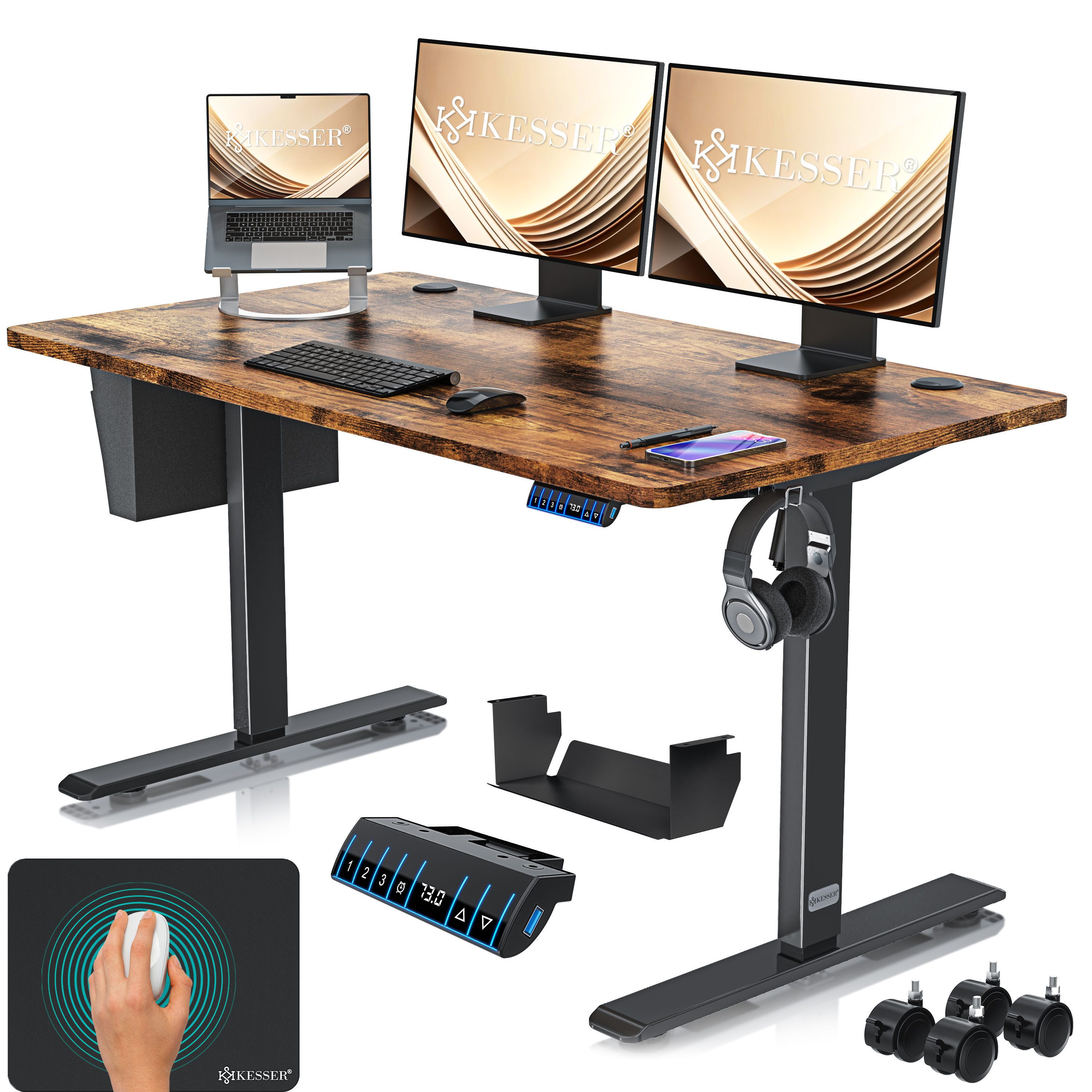 KESSER Schreibtisch, elektrischer & Höhenverstellbarer Computertisch für Home & Office
