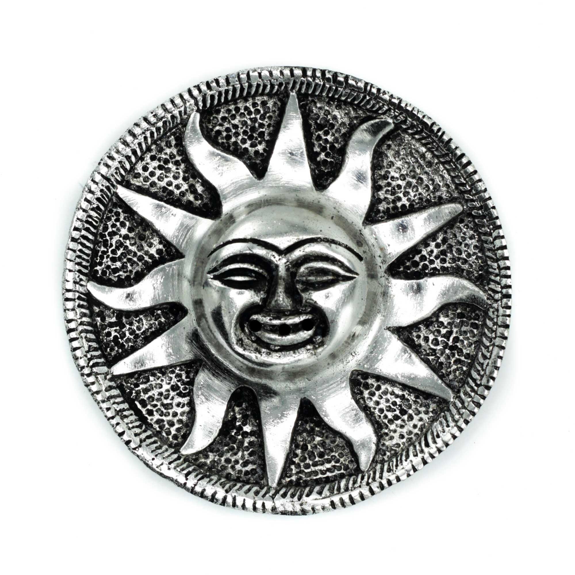 Räucherschale Poliertes Aluminium – Räucherstäbchenhalte-Sonne, 9 cm