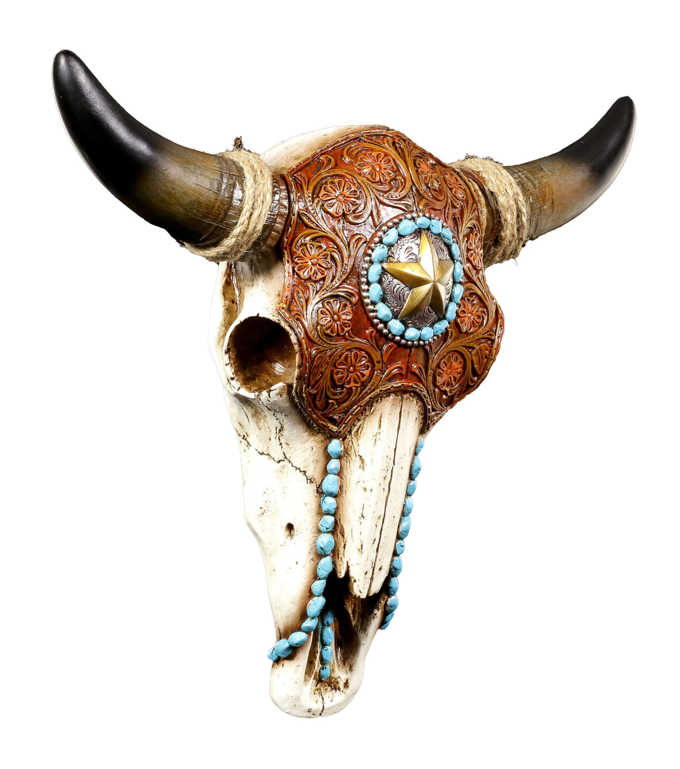 Figuren Shop GmbH Wanddekoobjekt Wandrelief - Rinderschädel Bulle Hörner Trophäe Büffel Western