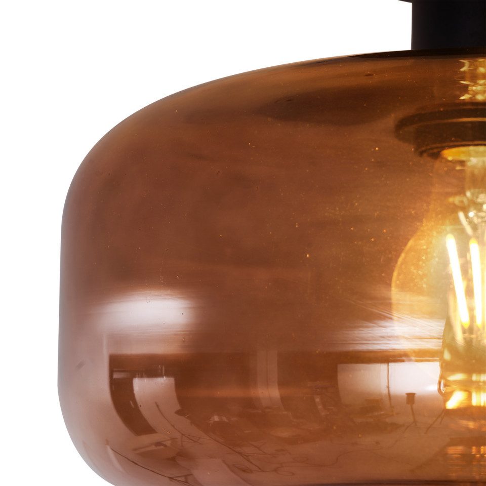 Qazqa Deckenleuchte Bizle, ohne Leuchtmittel, E27, Schwarz, Retro, Glas, 1- günstig online kaufen