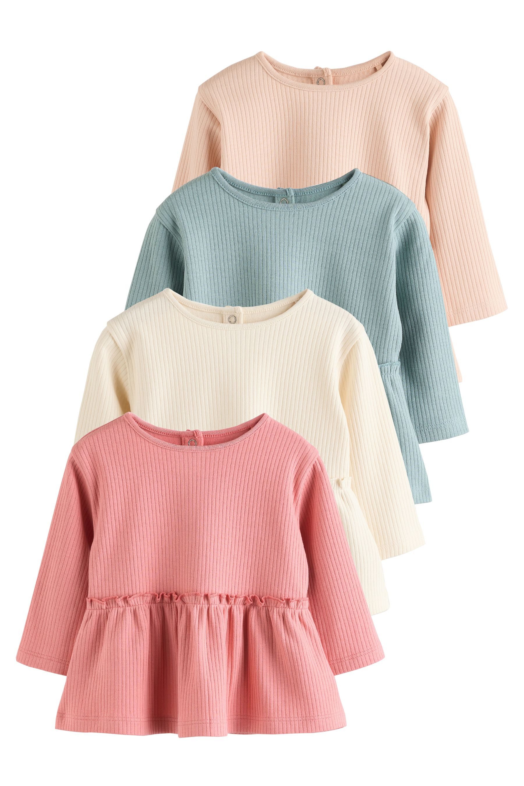 Next Langarmshirt 4er-Pack Baby Langarm-Schößchenoberteile (4-tlg)