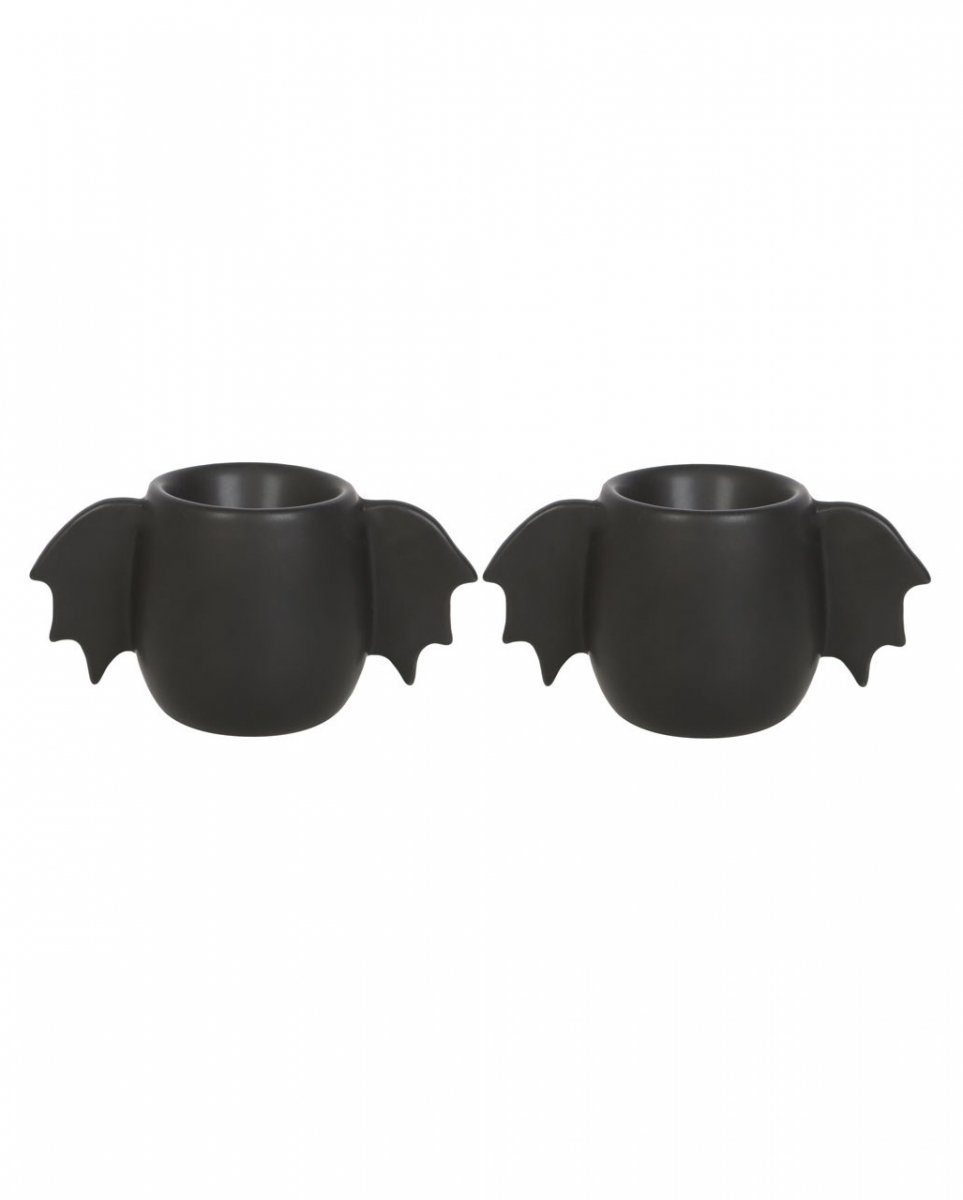 Horror-Shop Dekofigur Schwarze Gothic Eierbecher mit Fledermaus Flügeln günstig online kaufen