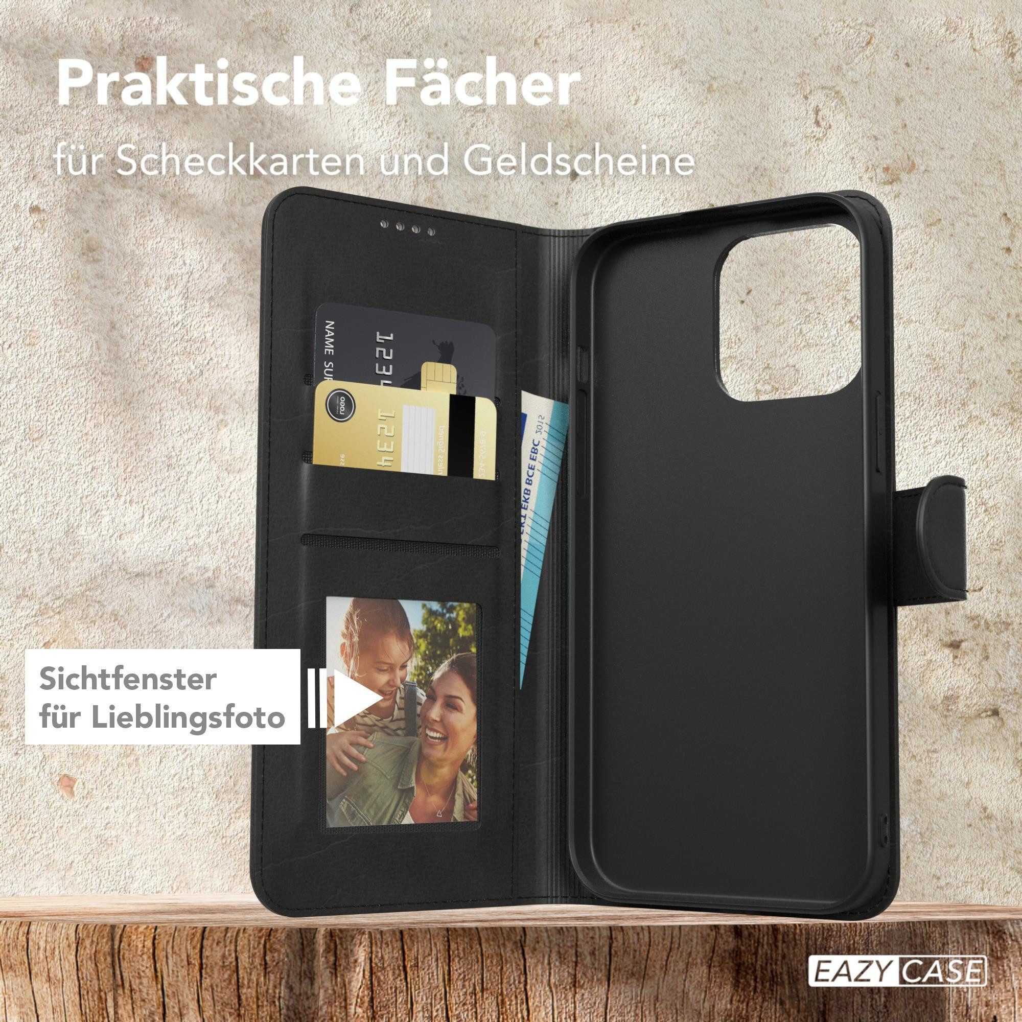 EAZY CASE Handyhülle Business Handytasche Kartenfach iPhone 15 Pro Max 6,7 Zoll, Schutzhülle mit Standfunktion zum Aufklappen aufstellbar Etui Schwarz