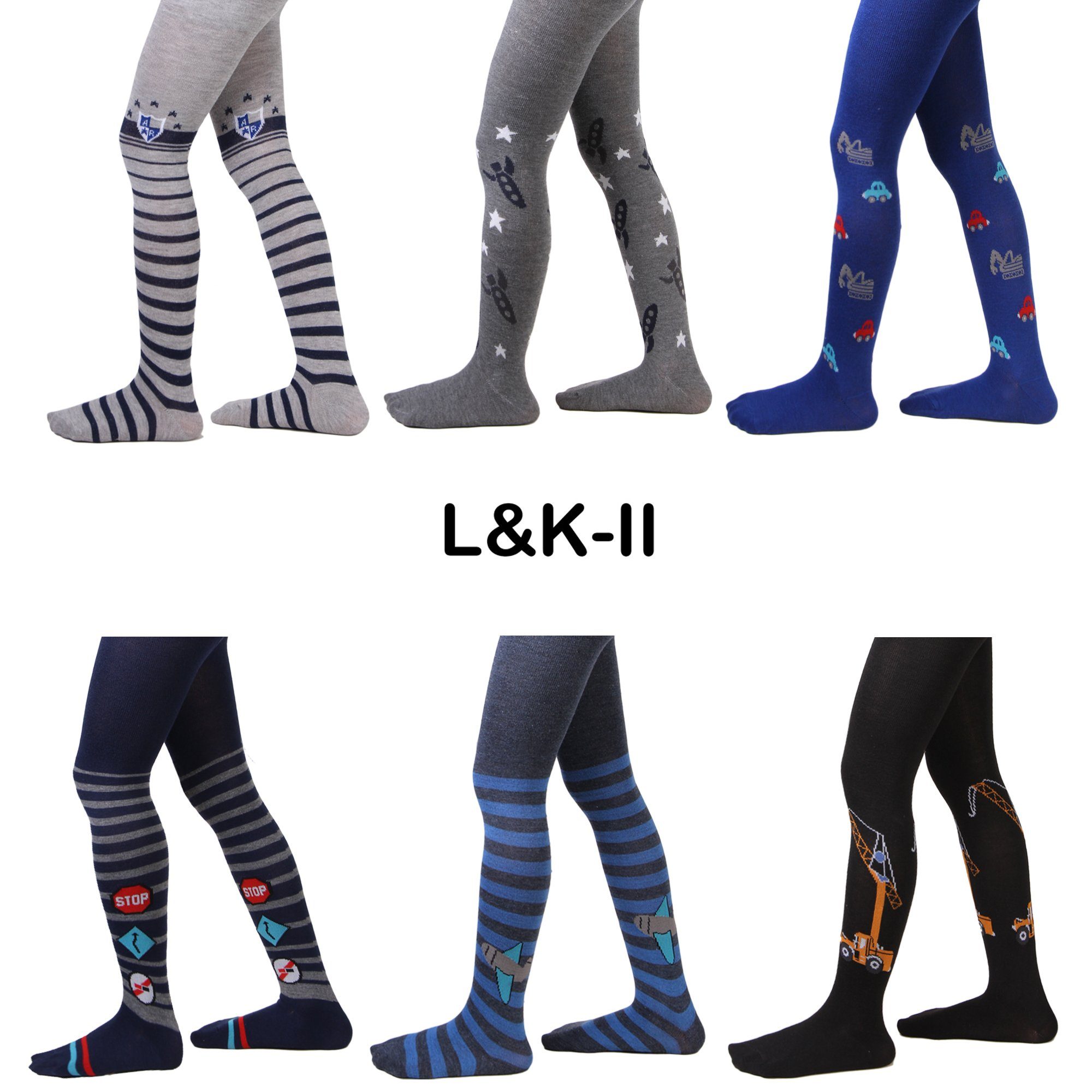 L&K-II Strickstrumpfhose 27254 (6er-Packung) aus Baumwolle mit Lego-Motiven – Bild 3 von 5