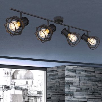 etc-shop LED Deckenleuchte, Leuchtmittel nicht inklusive, Design Decken Leuchte Ess Zimmer Balken Licht-Schiene Spot Käfig Lampe