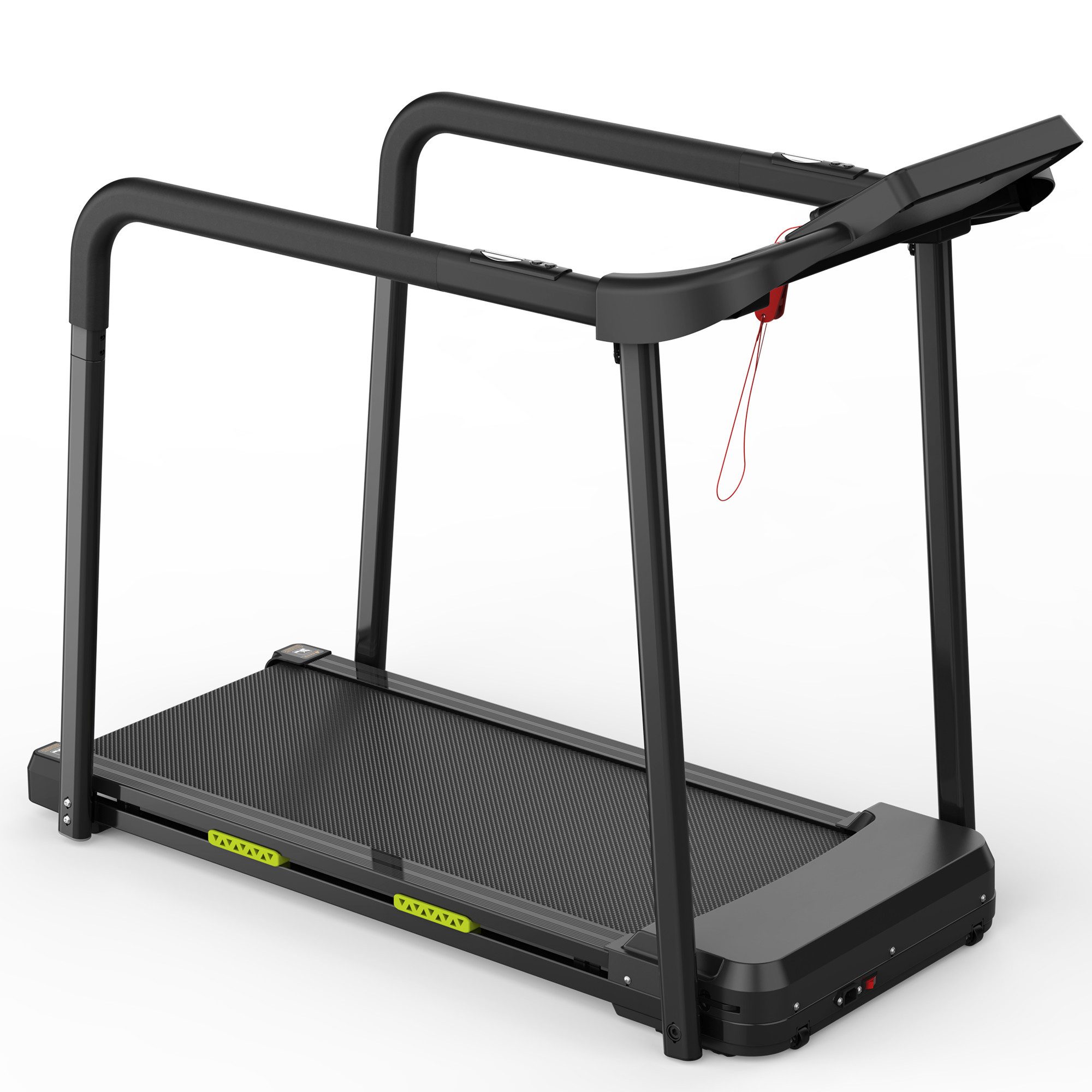 UMAY Laufband für Senioren, klappbares Übungslöpfband (Langes Geländer für das Gleichgewicht, 135 kg Kapaz, Großes LED-Display für ältere Menschen), mit stabilem und sicherem strukturellen Design
