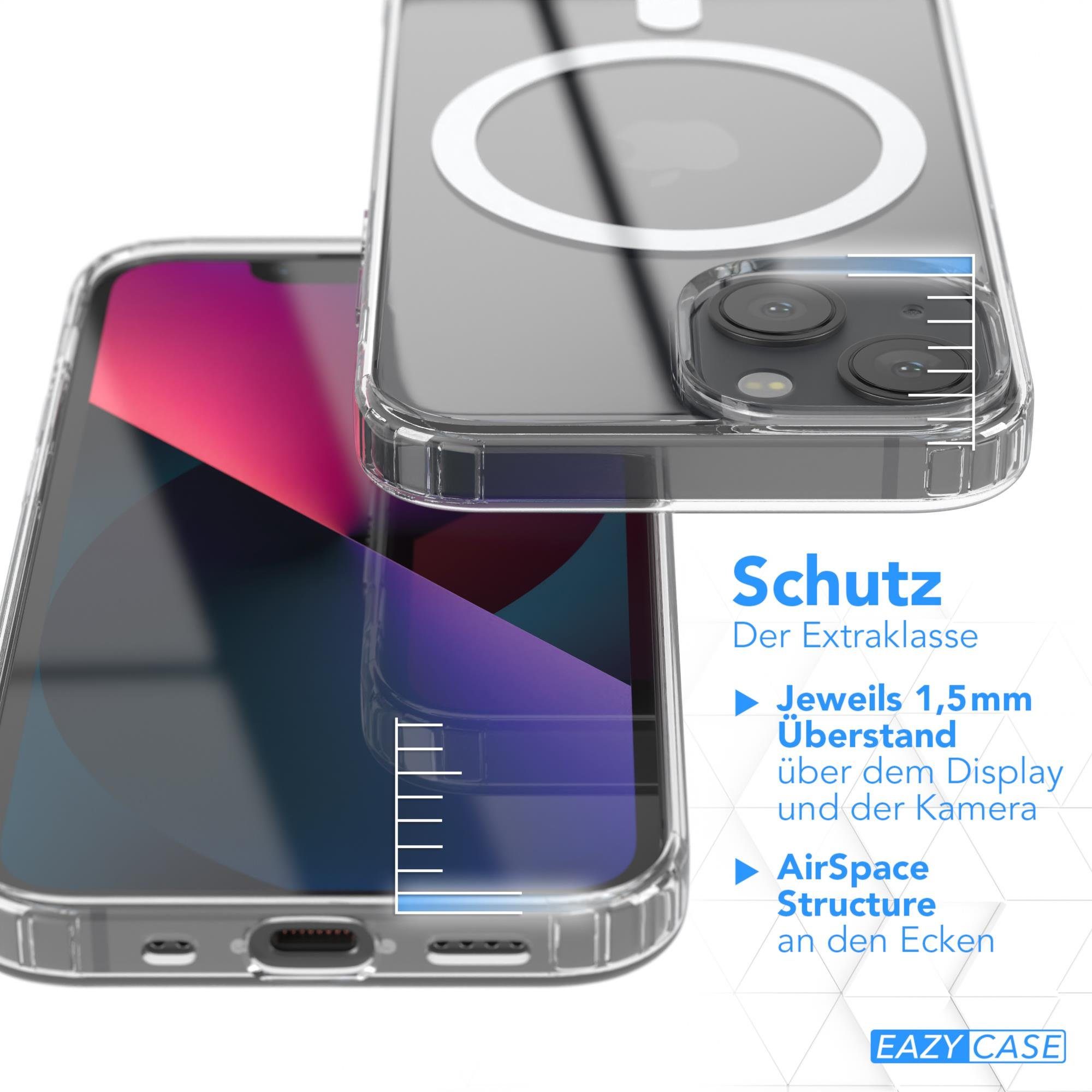 EAZY CASE Handyhülle Transparente Hülle mit MagSafe für iPhone 13 Mini 5,4 Zoll, Back Cover, Bumper Case, Handy Schutzhülle Kameraschutz, Durchsichtig