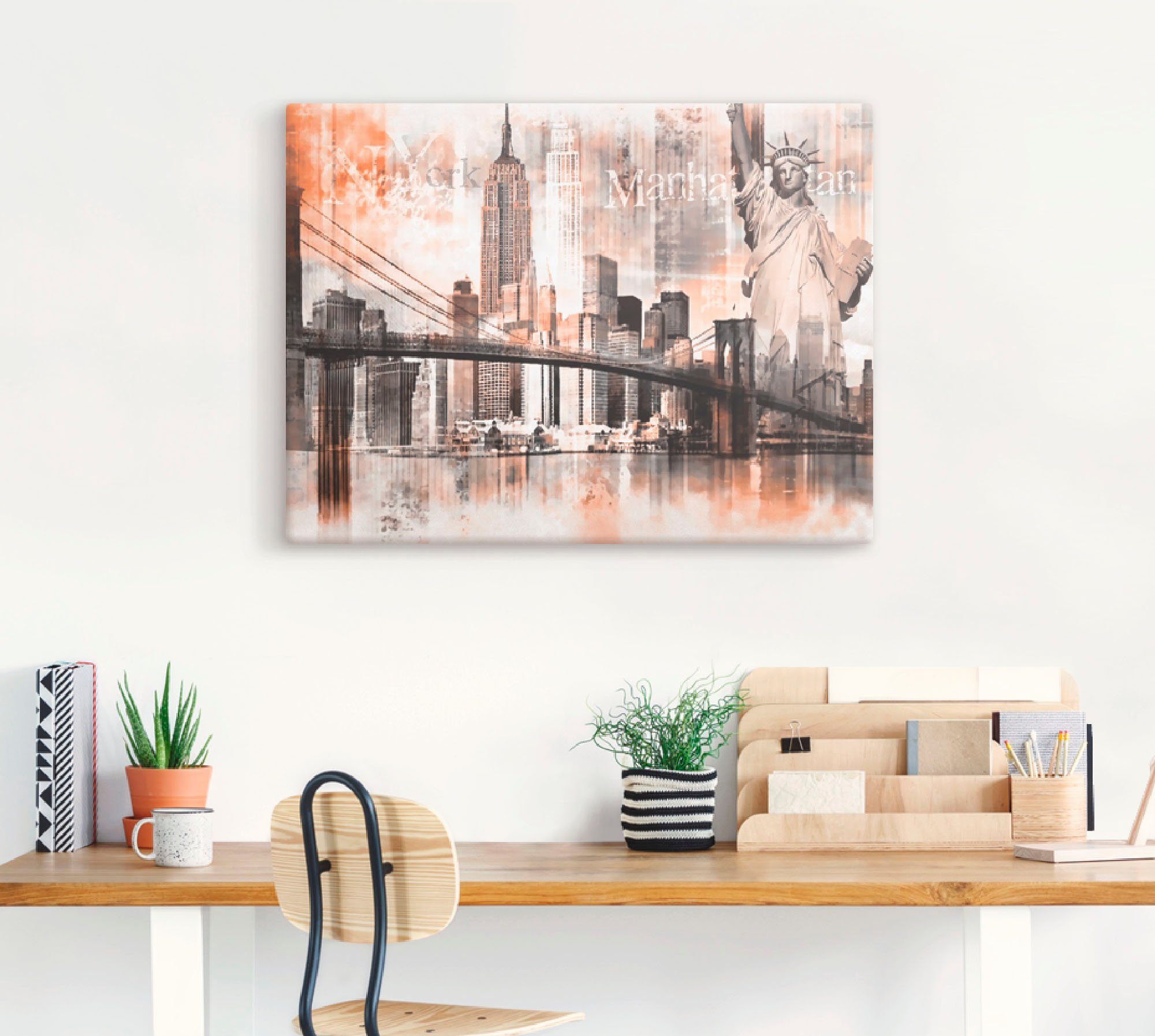 Artland Leinwandbild New York Skyline Collage V, Amerika (1 St), auf Holzrahmen gespannt