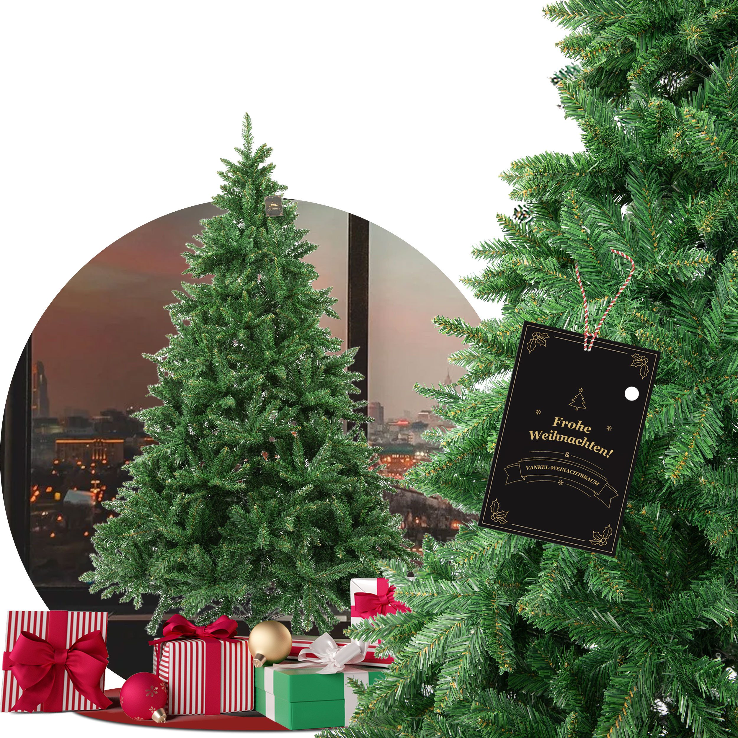 TAB Künstlicher Weihnachtsbaum Tannenbaum mit 100% neu PVC, 180 cm/210cm Christbaum, Kein Geruch mit Umweltverträ¤gliche Materialien