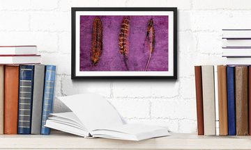WandbilderXXL Bild mit Rahmen Feathers and Purple, Vogelfedern, Wandbild, in 4 Größen erhältlich