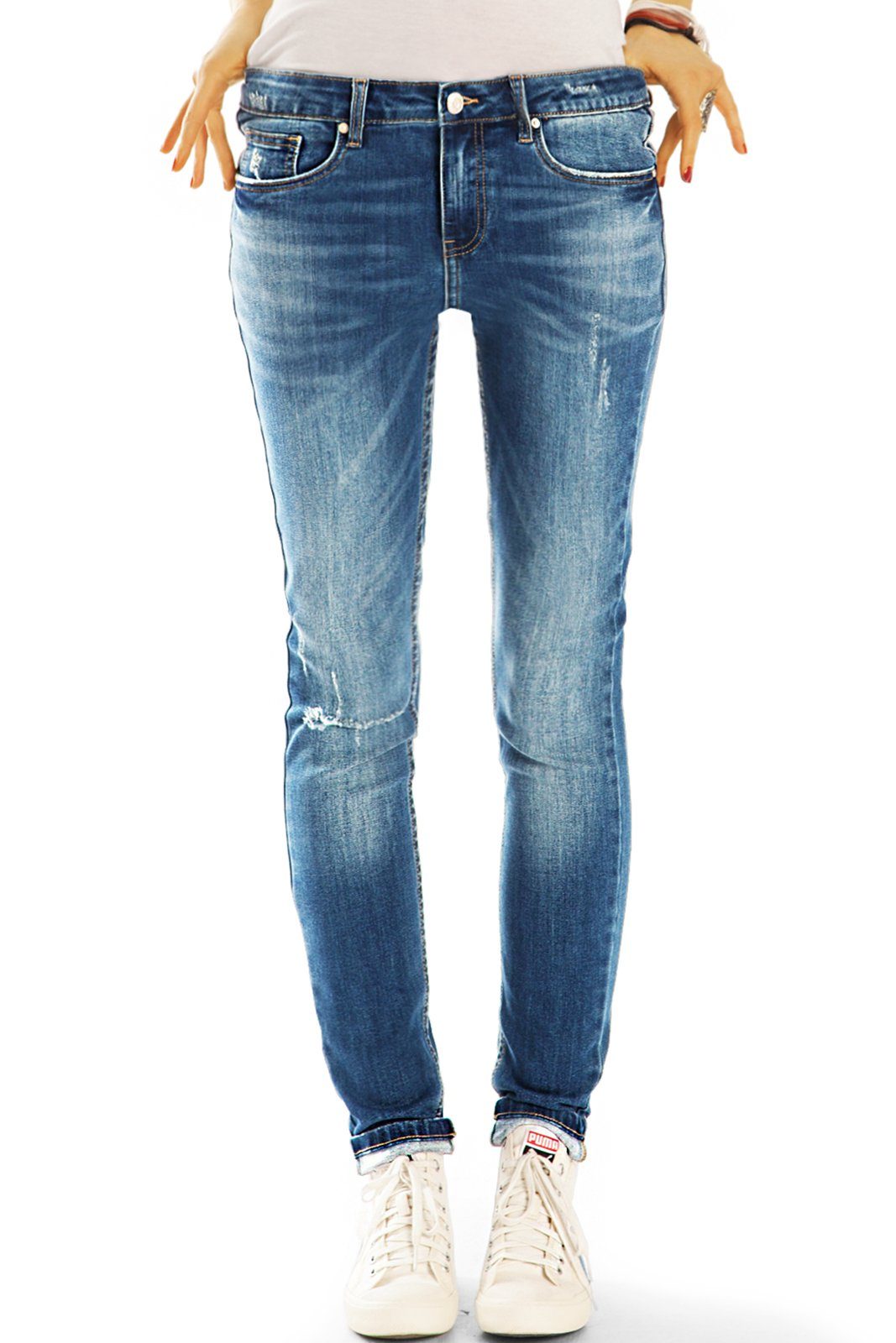 be styled Röhrenjeans Röhrenjeans Skinny Jeans Medium Waist Jeans Hose - Damen - j30k-1 mit Stretch-Anteil, 5-Pocket-Style