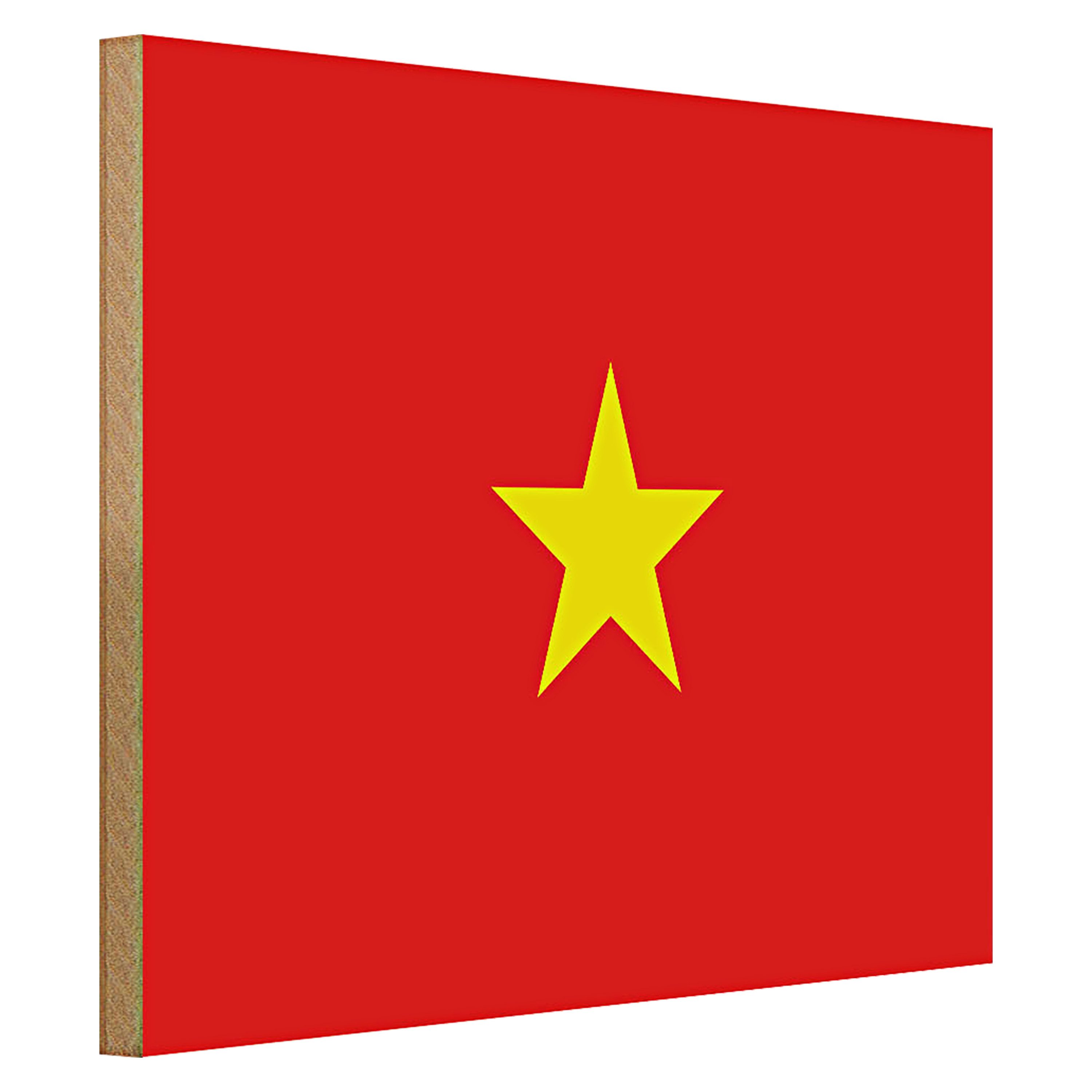 Roomando Holzbild Flagge Vietnam 40x30cm Flag of Vietnam