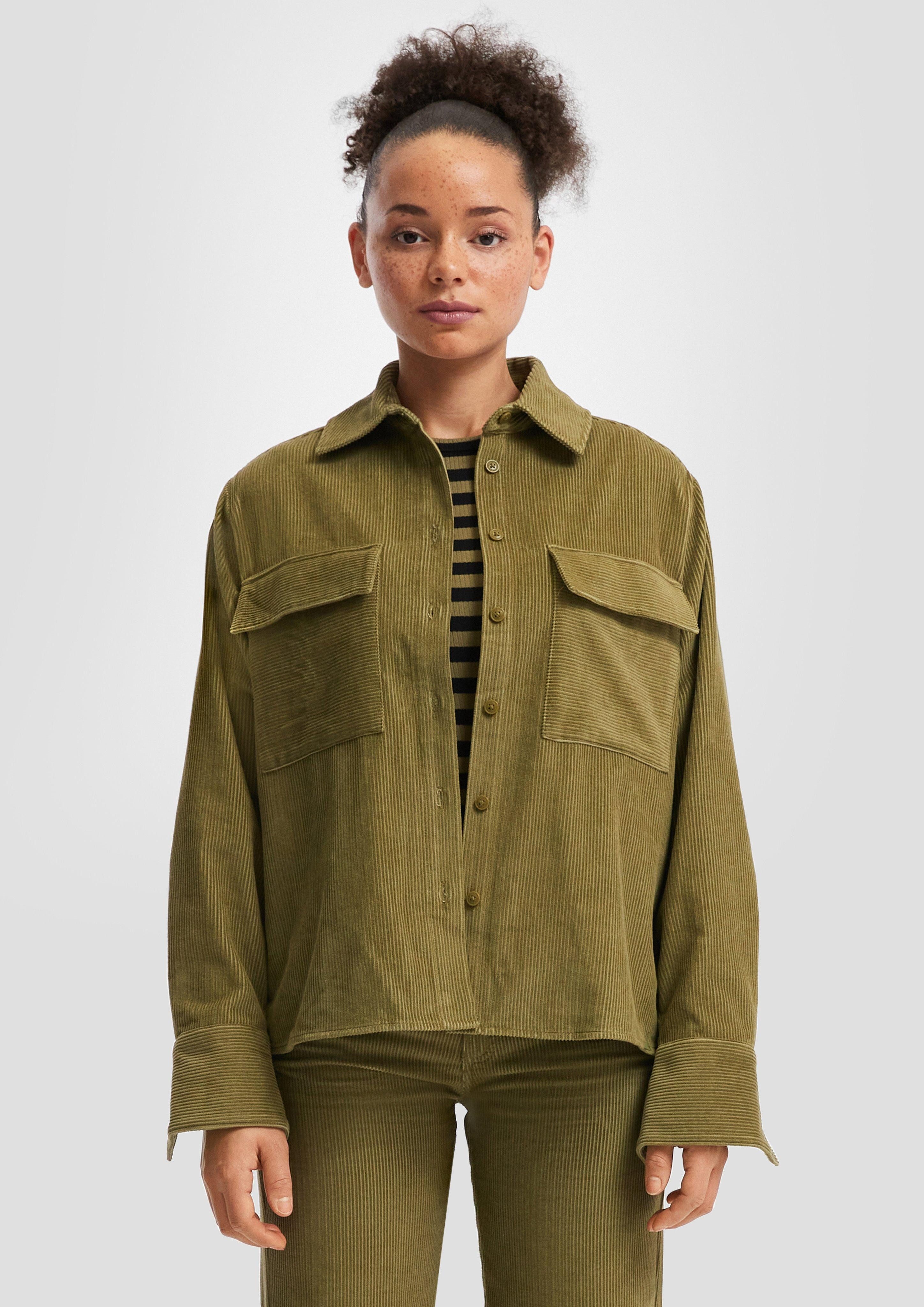 QS Langarmbluse Cord-Overshirt mit Brusttaschen günstig online kaufen