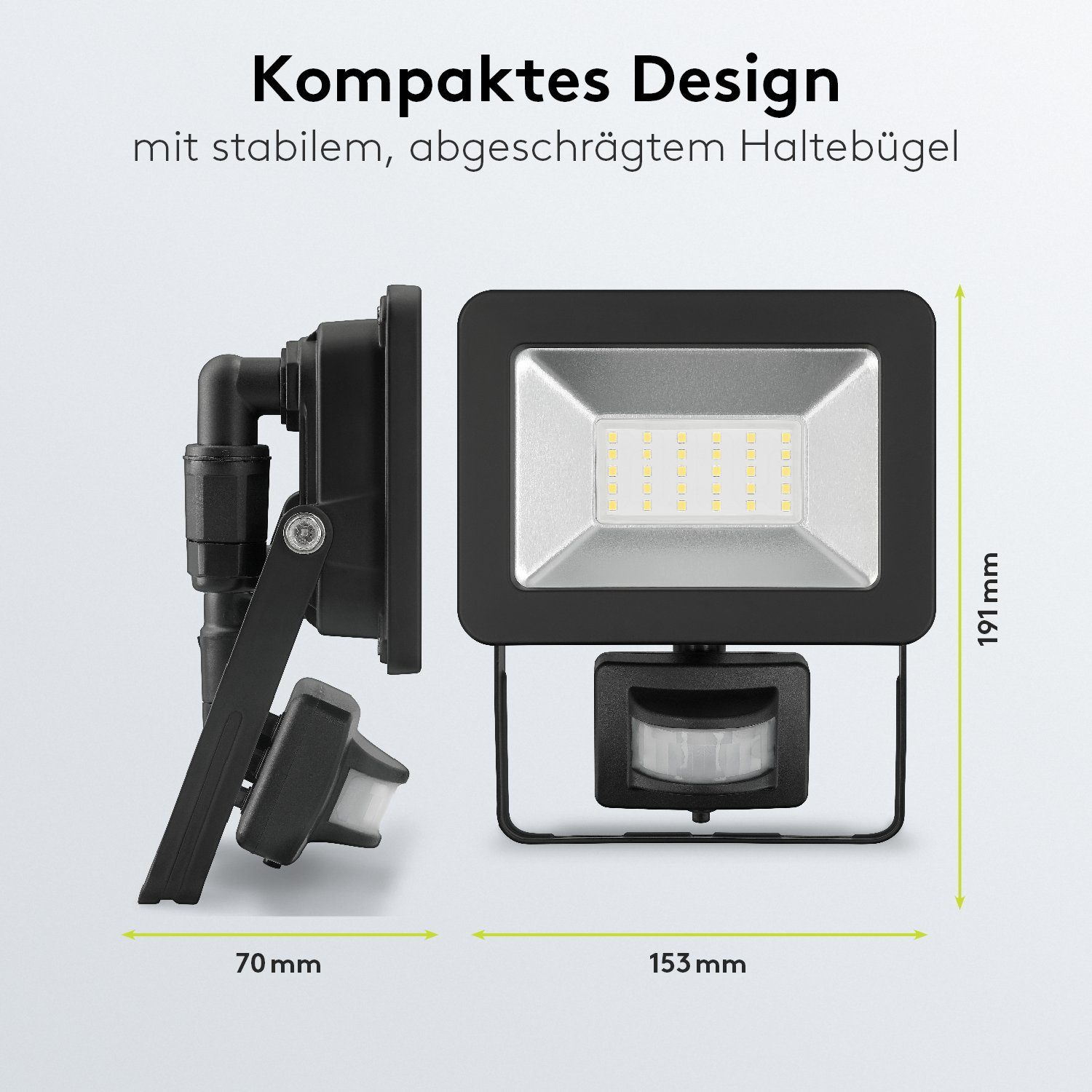 Goobay LED Flutlichtstrahler LED Außenstrahler mit Bewegungsmelder 30 W Scheinwerfer, LED fest integriert, Neutralweiß, 4000 K / 2550 lm / M16 Kabelverschraubung / Schwarz