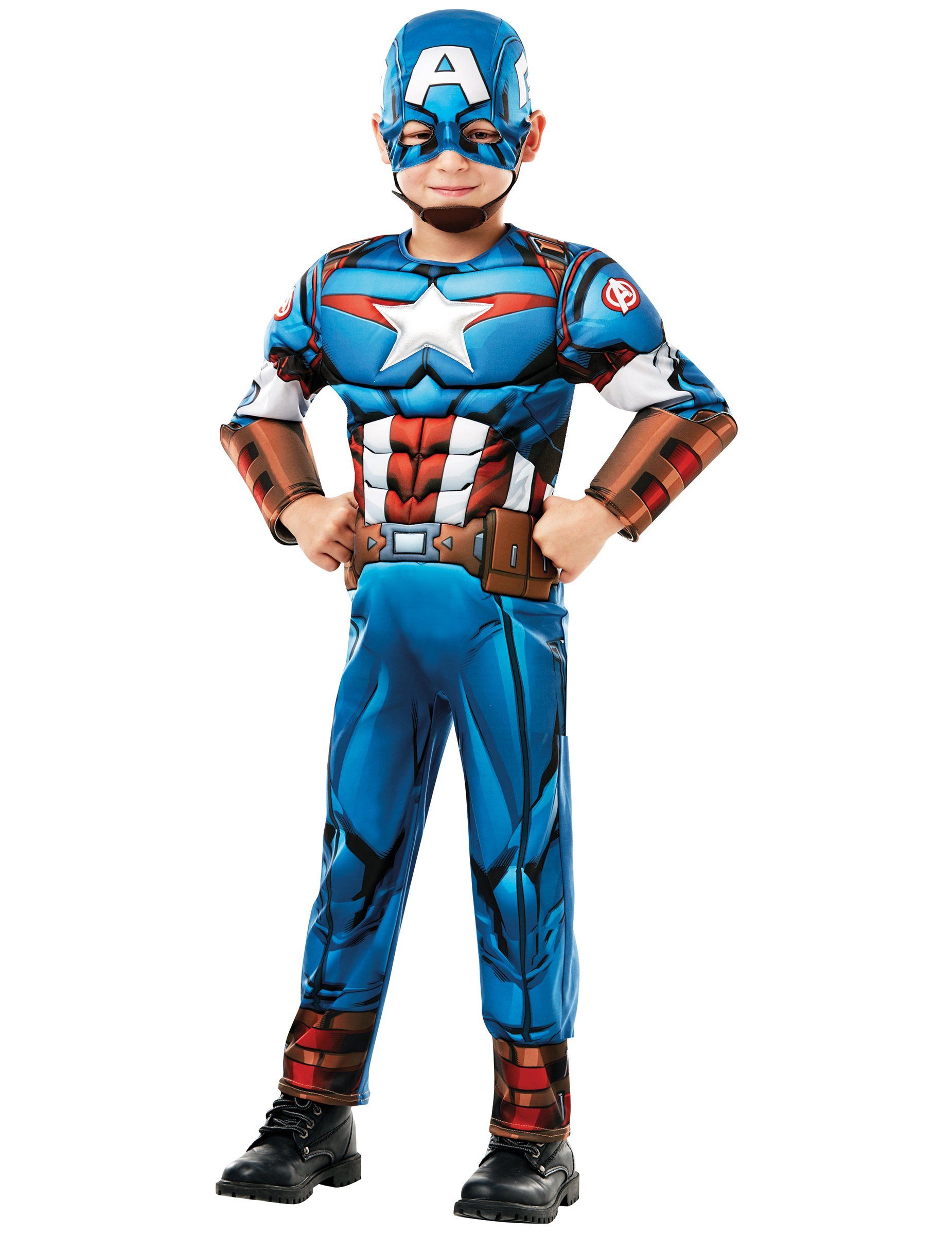Rubie´s Kostüm Captain America-Kostüm für Kinder Karneval blau-rot-weiss