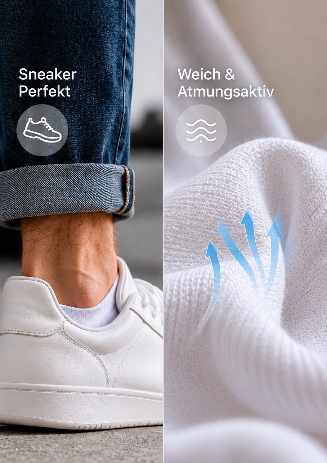 NERS Kurzsocken für Damen & Herren, Baumwolle, Komfortbund, atmungsaktiv (Spar-Set, 20-Paar) Sneakersocken mit verstärkter Ferse, ohne Gummidruck – Bild 4 von 5