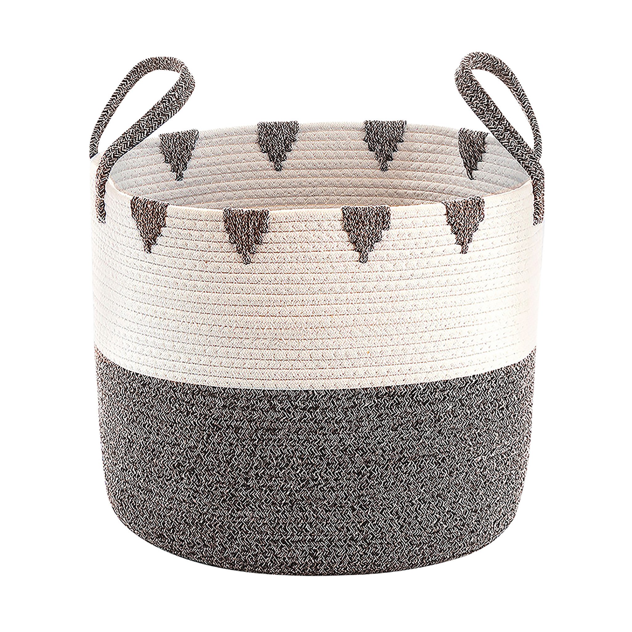 Kobolo Aufbewahrungskorb Baumwollkorb Korb in braun und weiß mit Griffen (1 günstig online kaufen