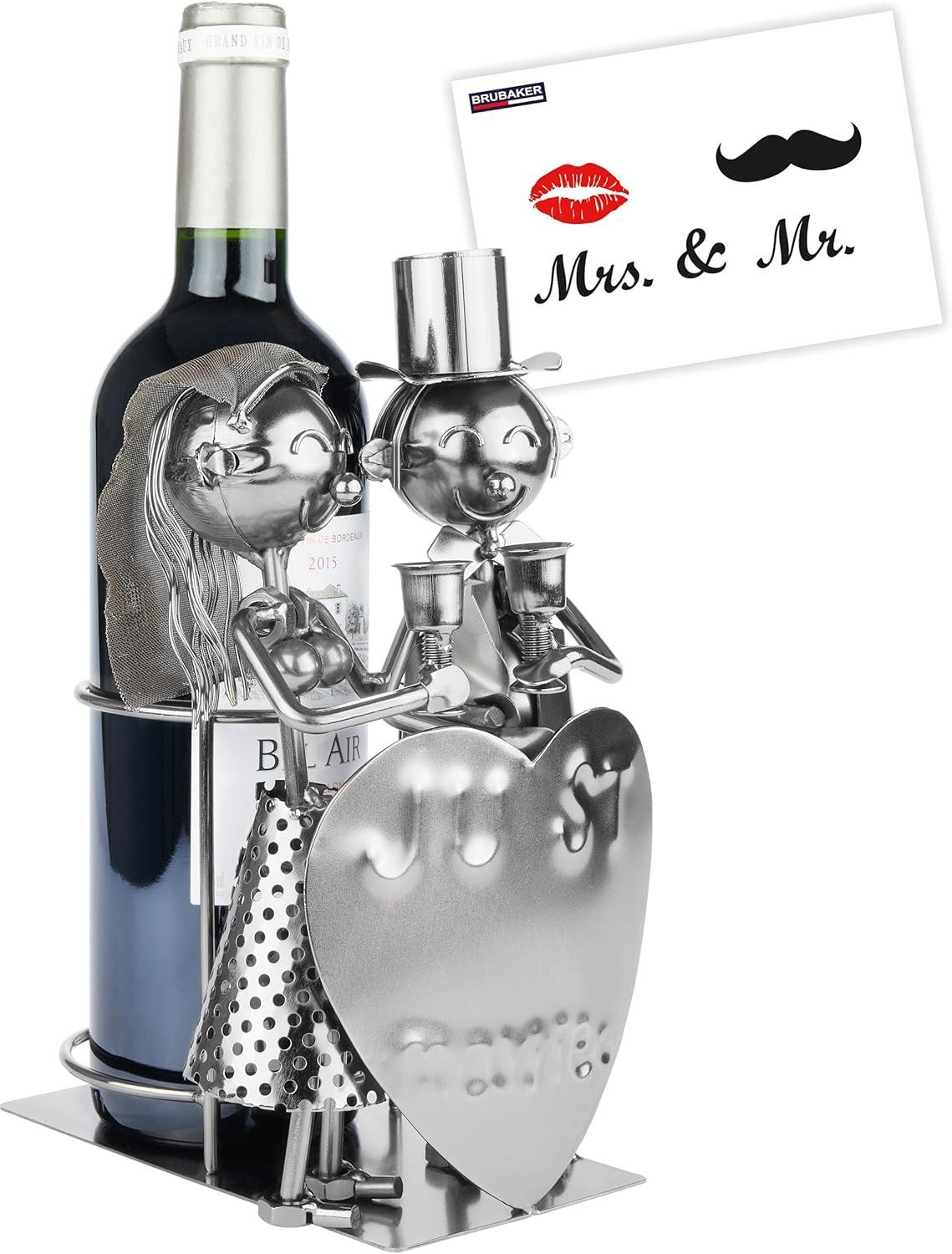 Weinflaschenhalter Just Married - Metall Flaschenhalter Hochzeit