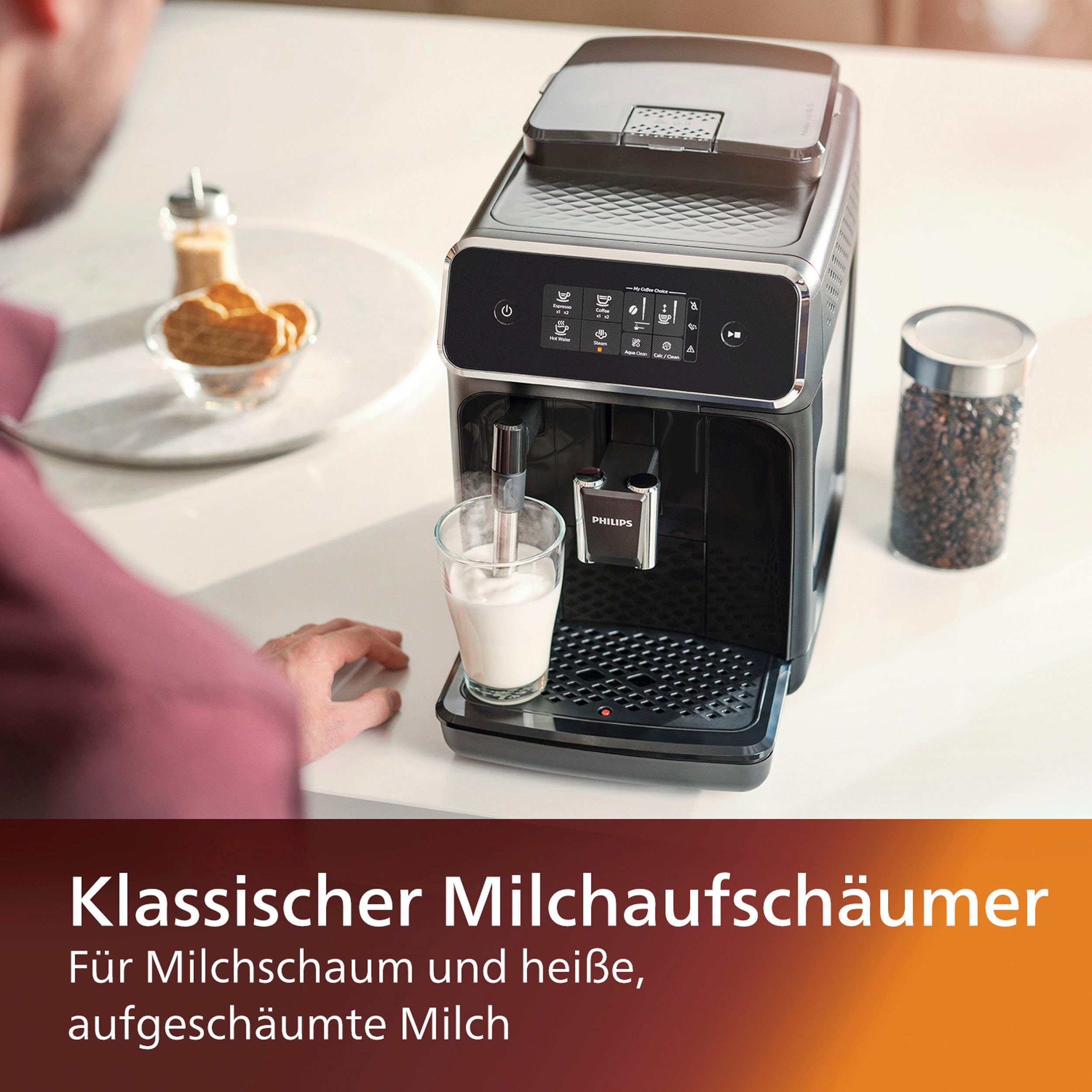 klavierlackschwarz Philips 2200 Serie Kaffeevollautomat Pannarello, EP2221/40