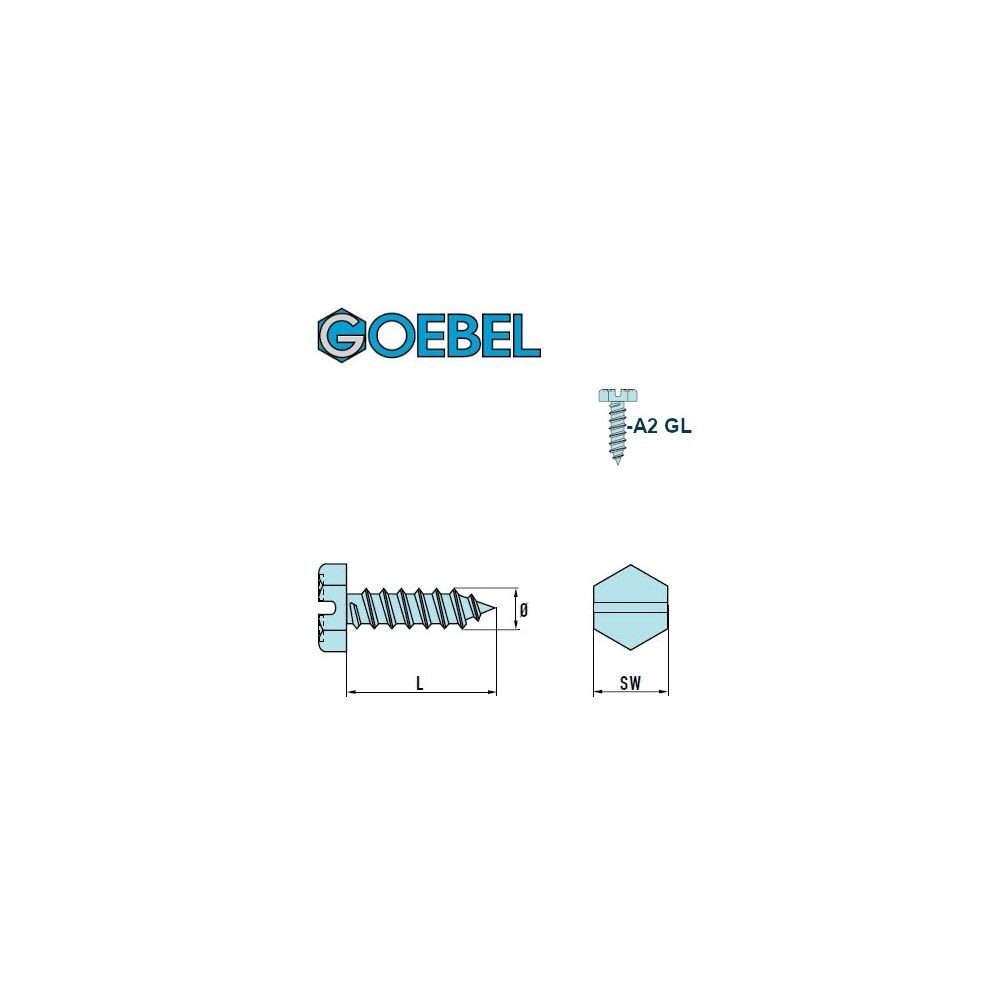 GOEBEL GmbH Blechschraube 2040142130, (1000x V2A St., Werksnorm), ISO1479 / – DIN7976 Edelstahl Sechskant Profi-Industrie-Qualität Blechschrauben Längsschlitz 4,2x13mm 1000 GOEBELsilberGL, A2