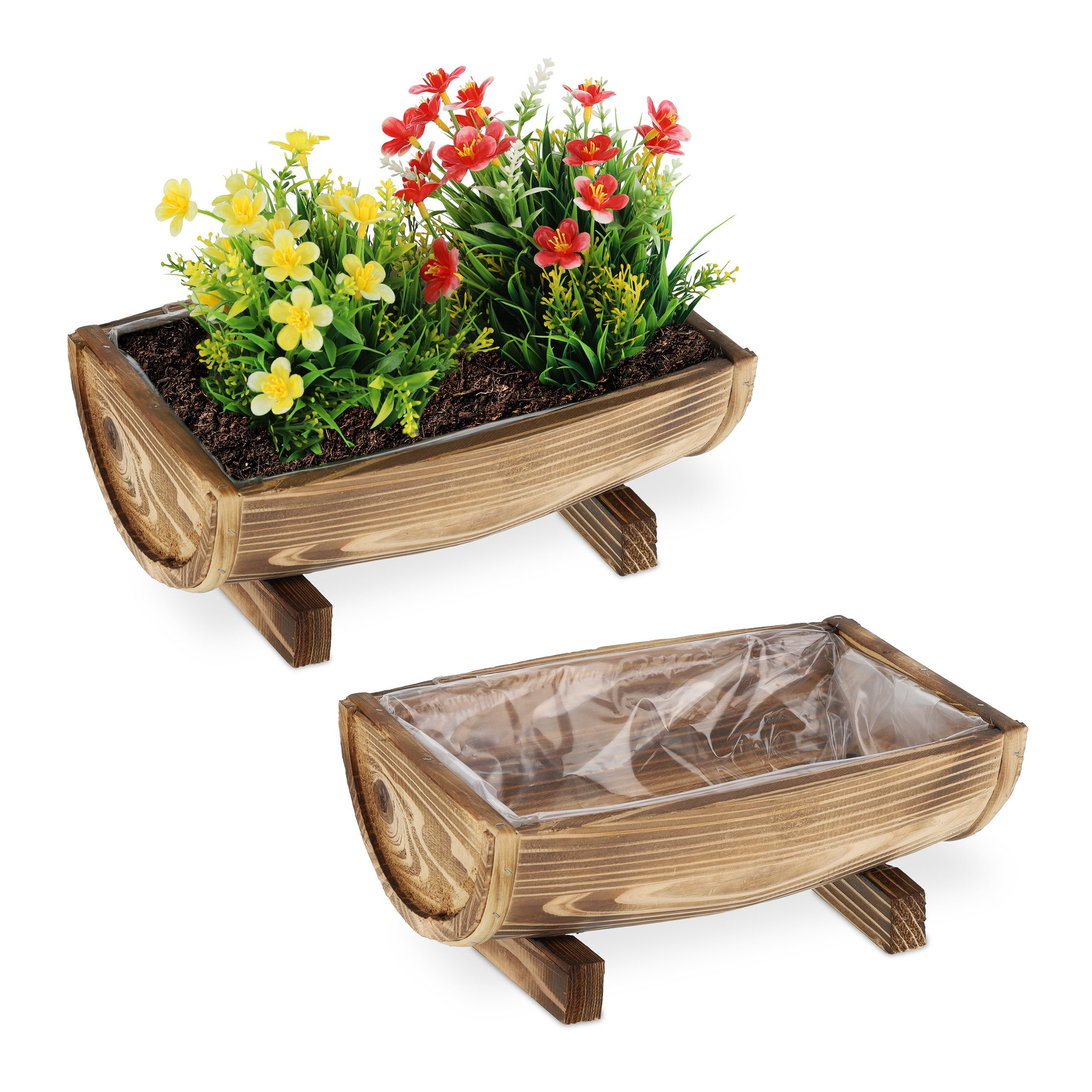 relaxdays Blumenkasten Holz Blumenkasten 2er Set günstig online kaufen
