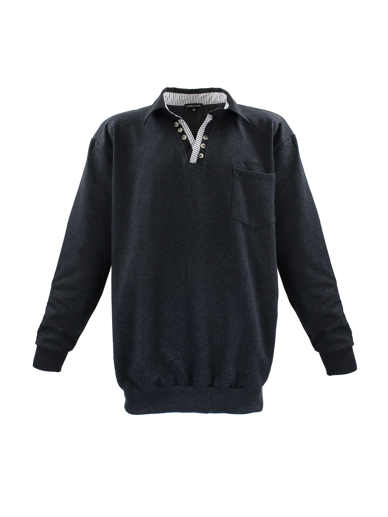 Lavecchia Sweatshirt Übergrößen Sweater LV-602 Polo Langarmshirt anthrazit