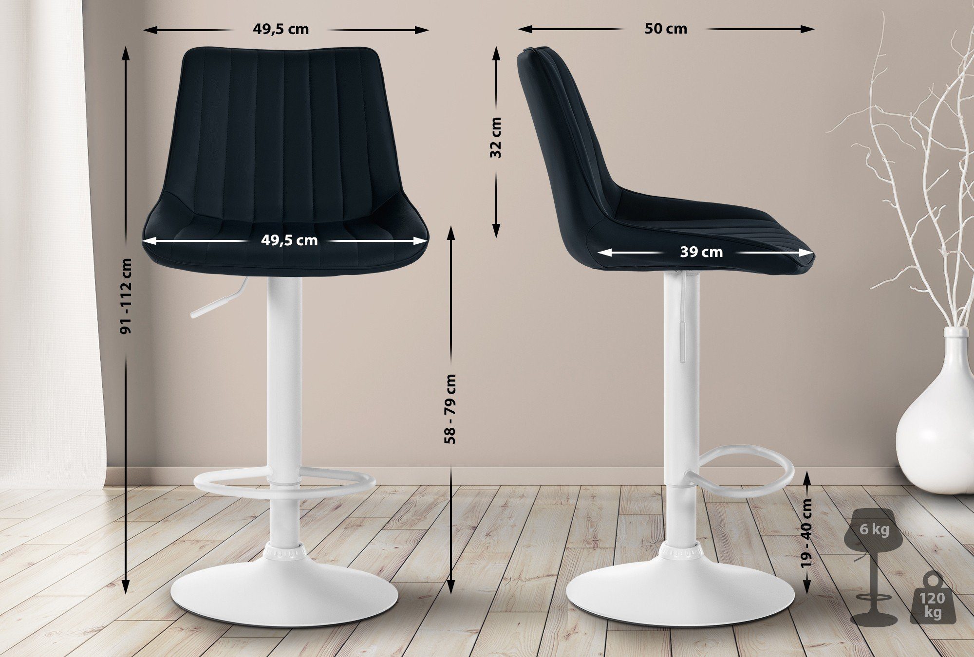 CLP Barhocker Toni Kunstleder (2er Set, günstig online kaufen
