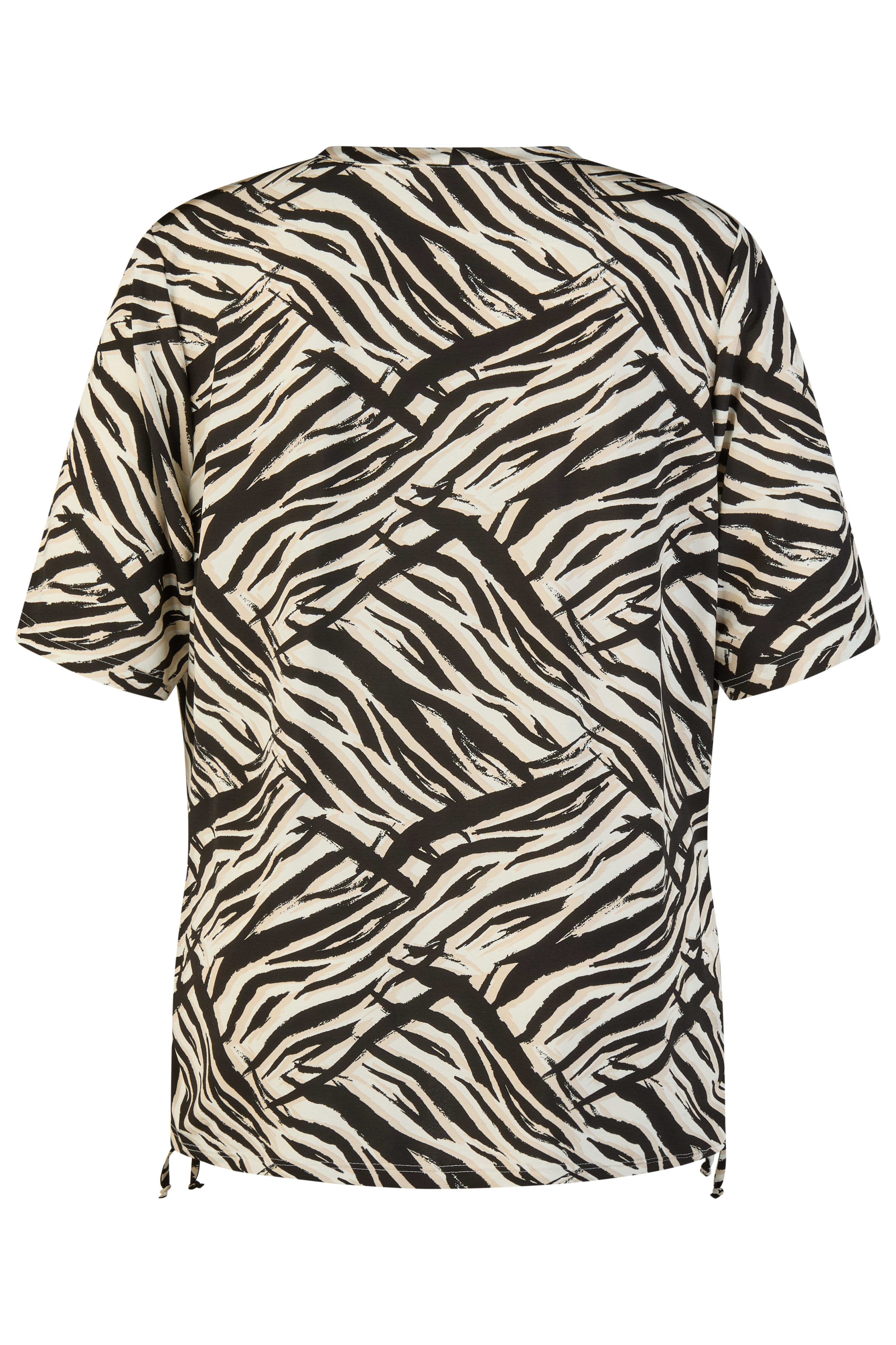 Mona Lisa Kurzarmshirt Große Größen in Jungle-Print im Safari-Print mit seitlichem Tunnelzug als modisches Highlight