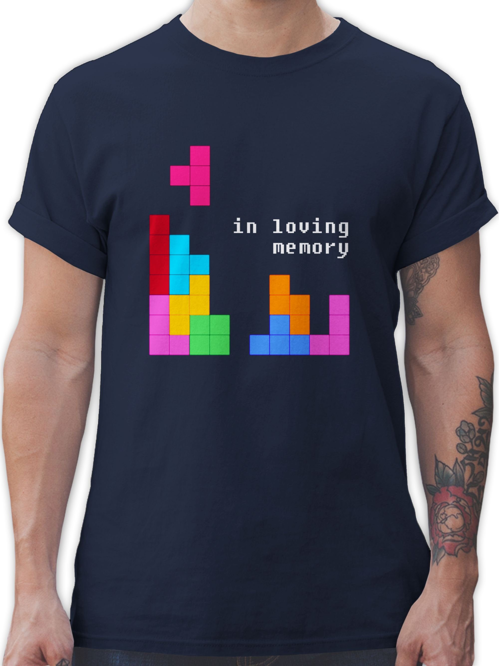 Tetris Blau T-Shirt Geschenke Navy memory in Nerd Shirtracer 2 loving