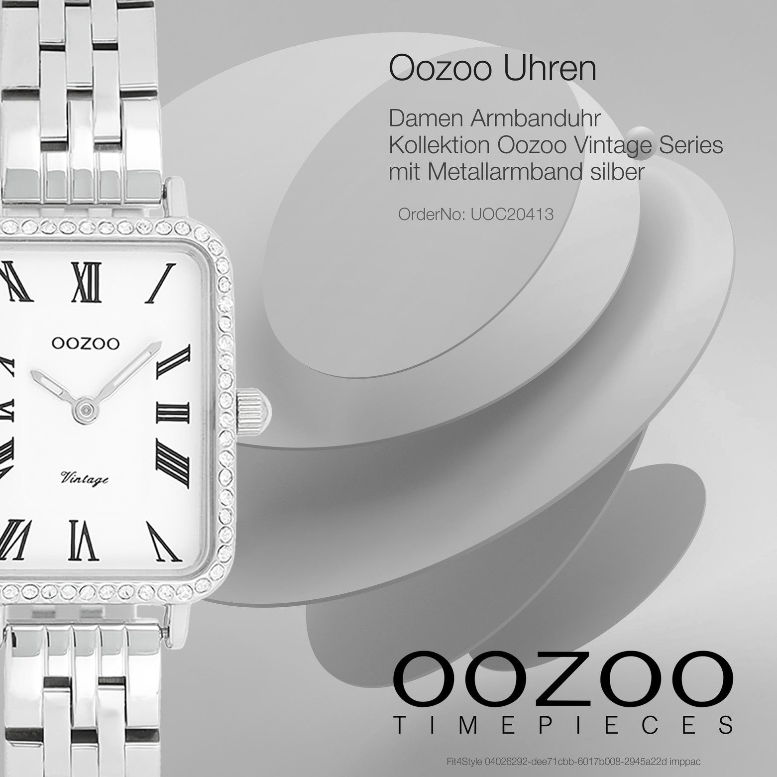 OOZOO Quarzuhr Oozoo Damen Armbanduhr OOZOO Vintage, (Analoguhr), Damenuhr rechteckig, extra groß (24x28mm) Metallarmband, Fashion-Style