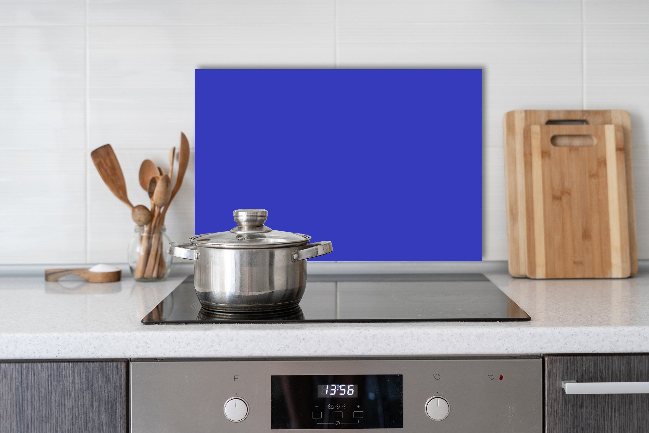 queence Küchenrückwand Einfarbig - Verschiedene Farben - Spritzschutz für Herd & Spüle, (1-tlg), 60x40x0,3 cm - Herdspritzschutz - Fliesenschutz - Alu-Dibond Blau