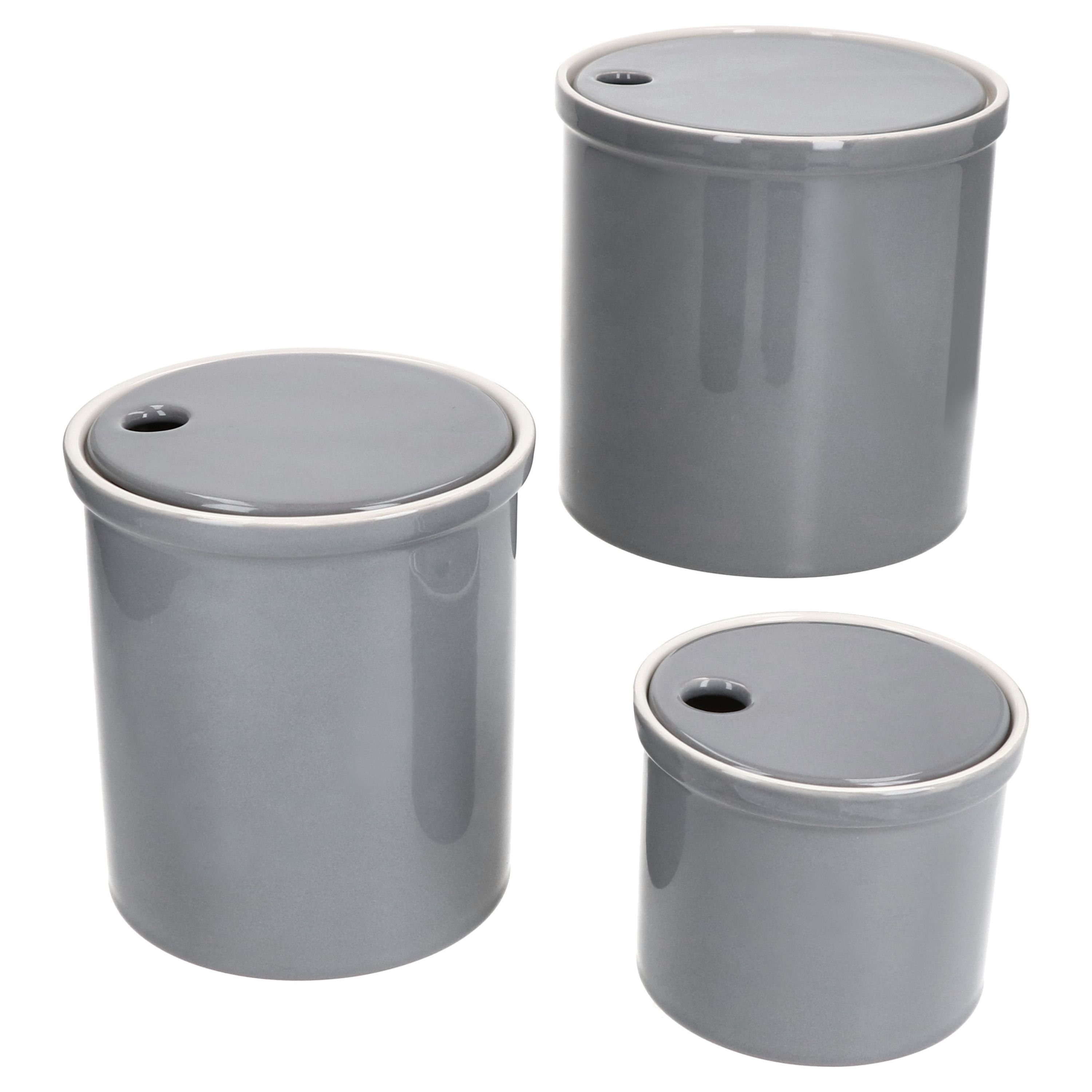 Vorratsglas 3er Set Oskar Vorratsdose S M & L in Grau Kartoffeln Zwiebeln