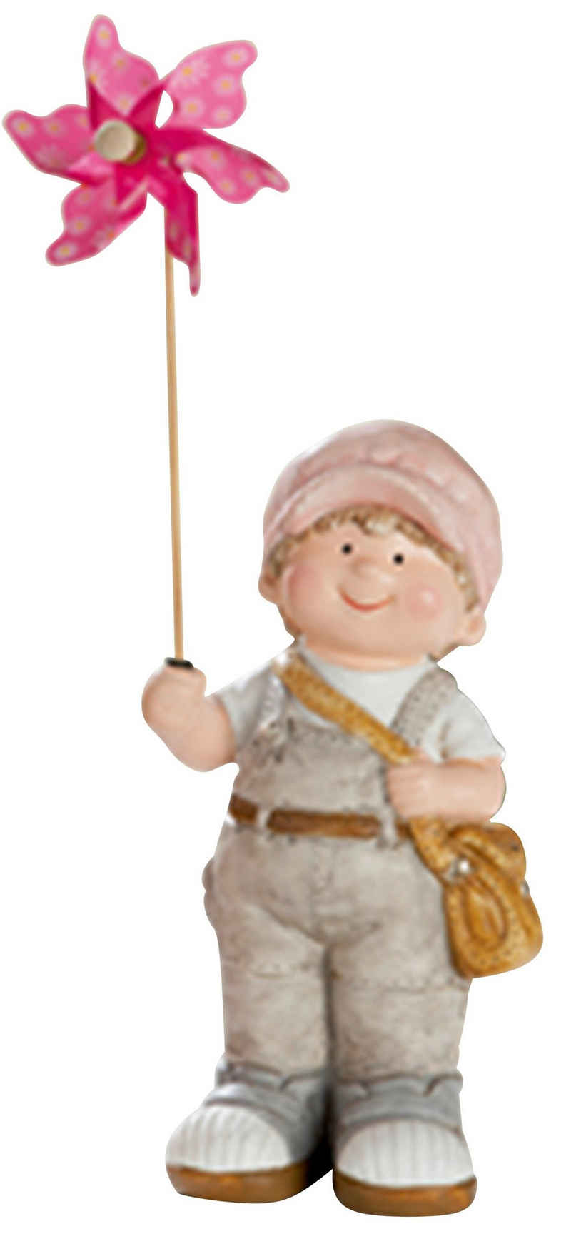 dekojohnson Girlanden Deko-Figur-Kind Junge mit Windrad Gartenfigur 31