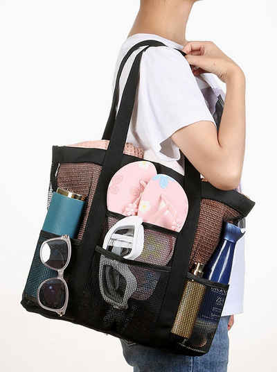 axy XL-Strandtasche Duschtasche, Multifunktionale Strandtasche aus Mesh, Faltbar, Tragbar, Leicht