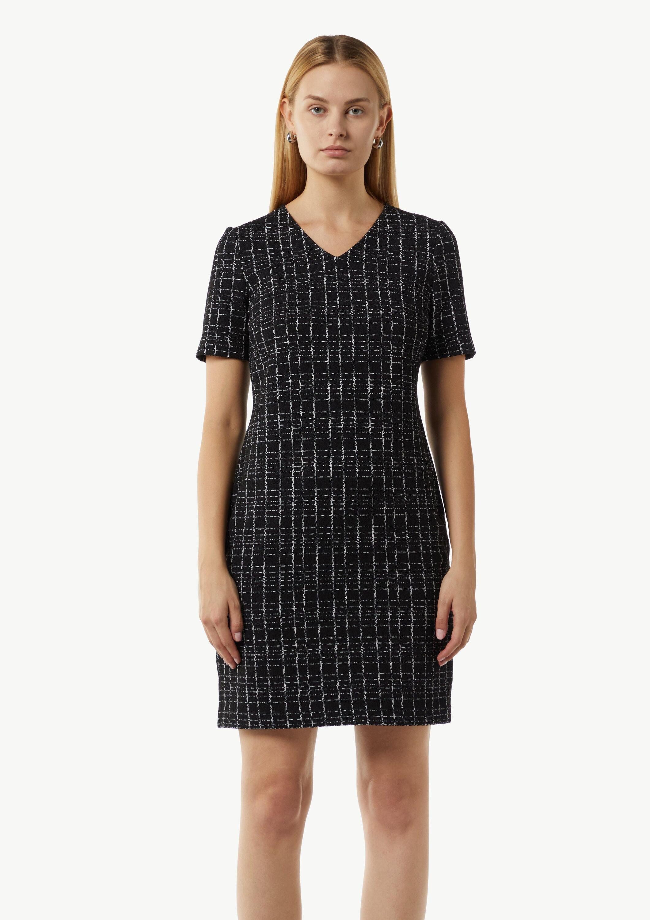 comma Minikleid Kleid Elastisches Bouclé-Kleid mit Karomuster günstig online kaufen